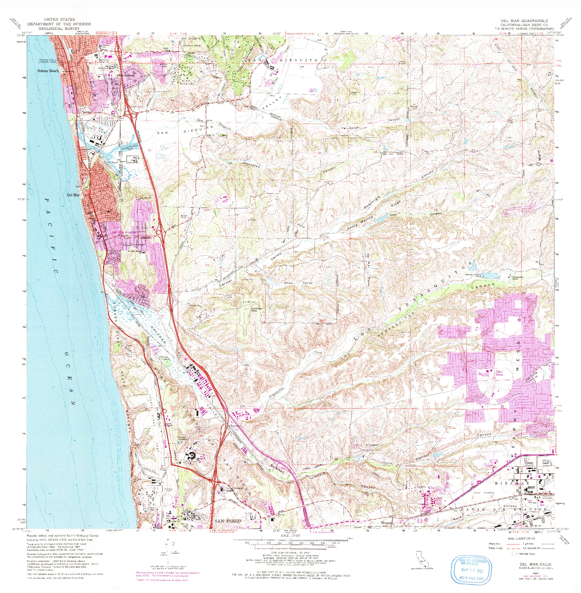 USGS 1:24000-SCALE QUADRANGLE FOR DEL MAR, CA 1967