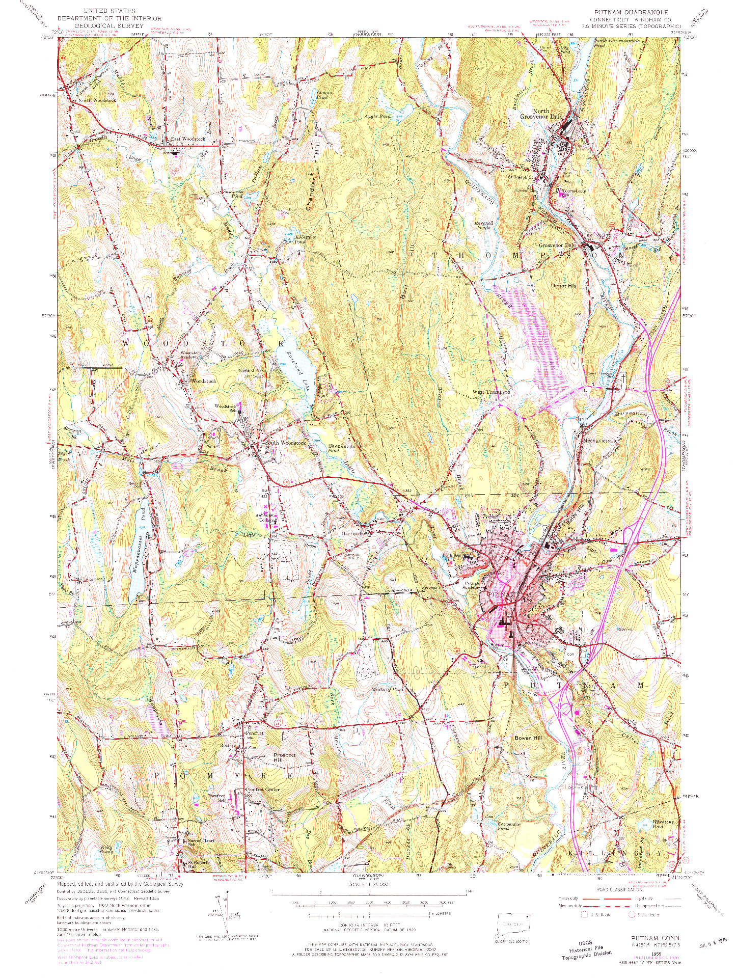 USGS 1:24000-SCALE QUADRANGLE FOR PUTNAM, CT 1955