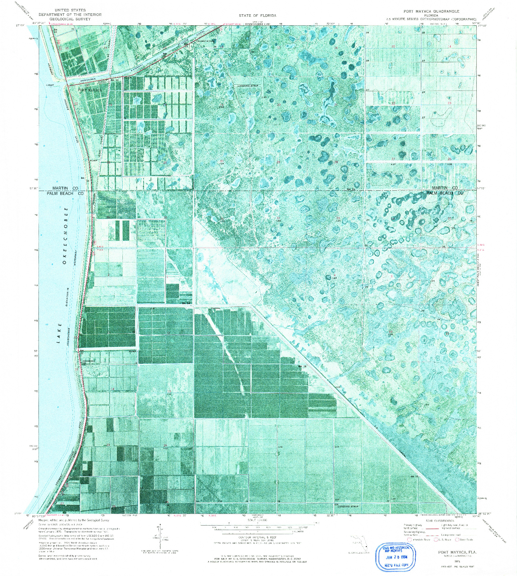 USGS 1:24000-SCALE QUADRANGLE FOR PORT MAYACA, FL 1971