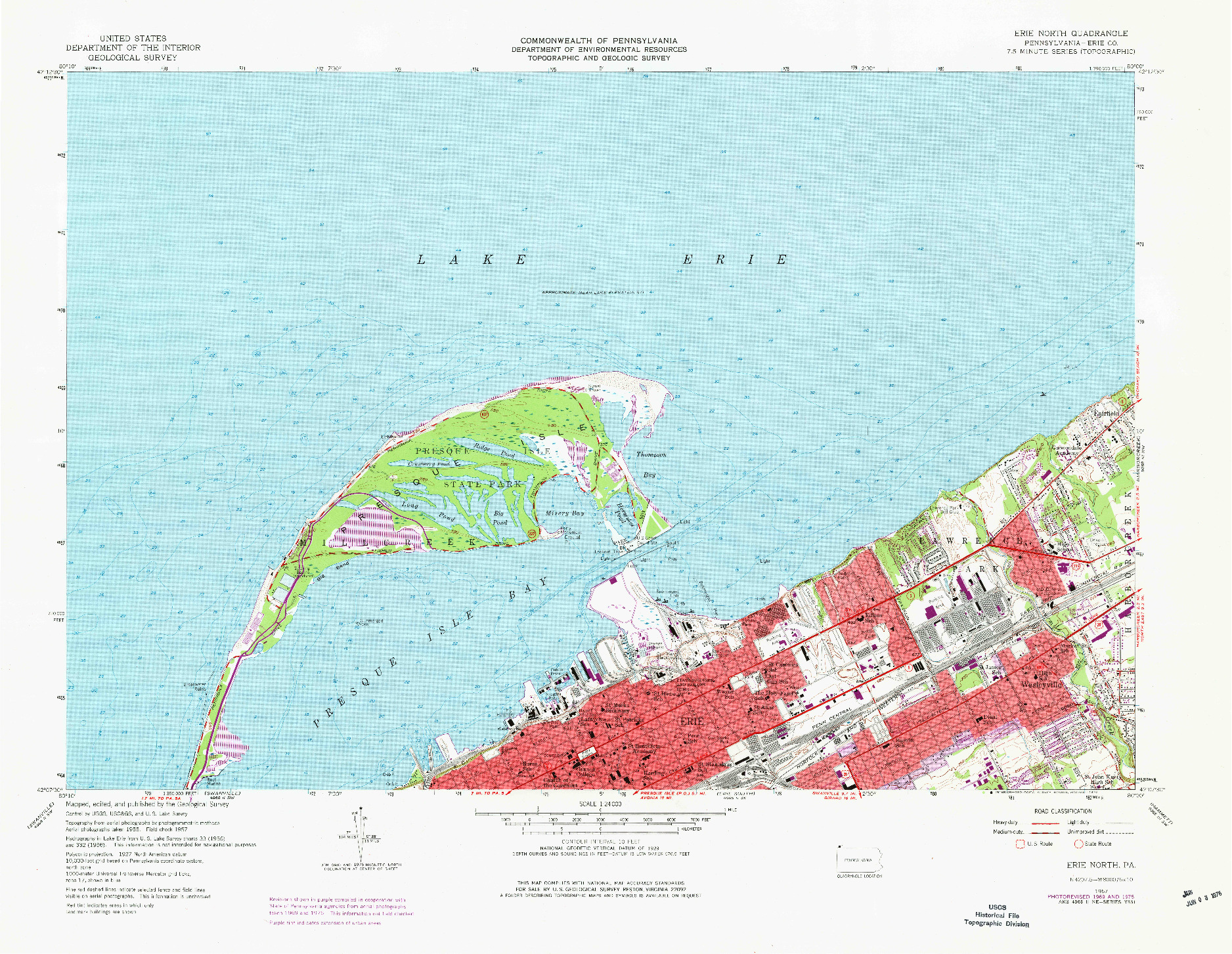 USGS 1:24000-SCALE QUADRANGLE FOR ERIE NORTH, PA 1957