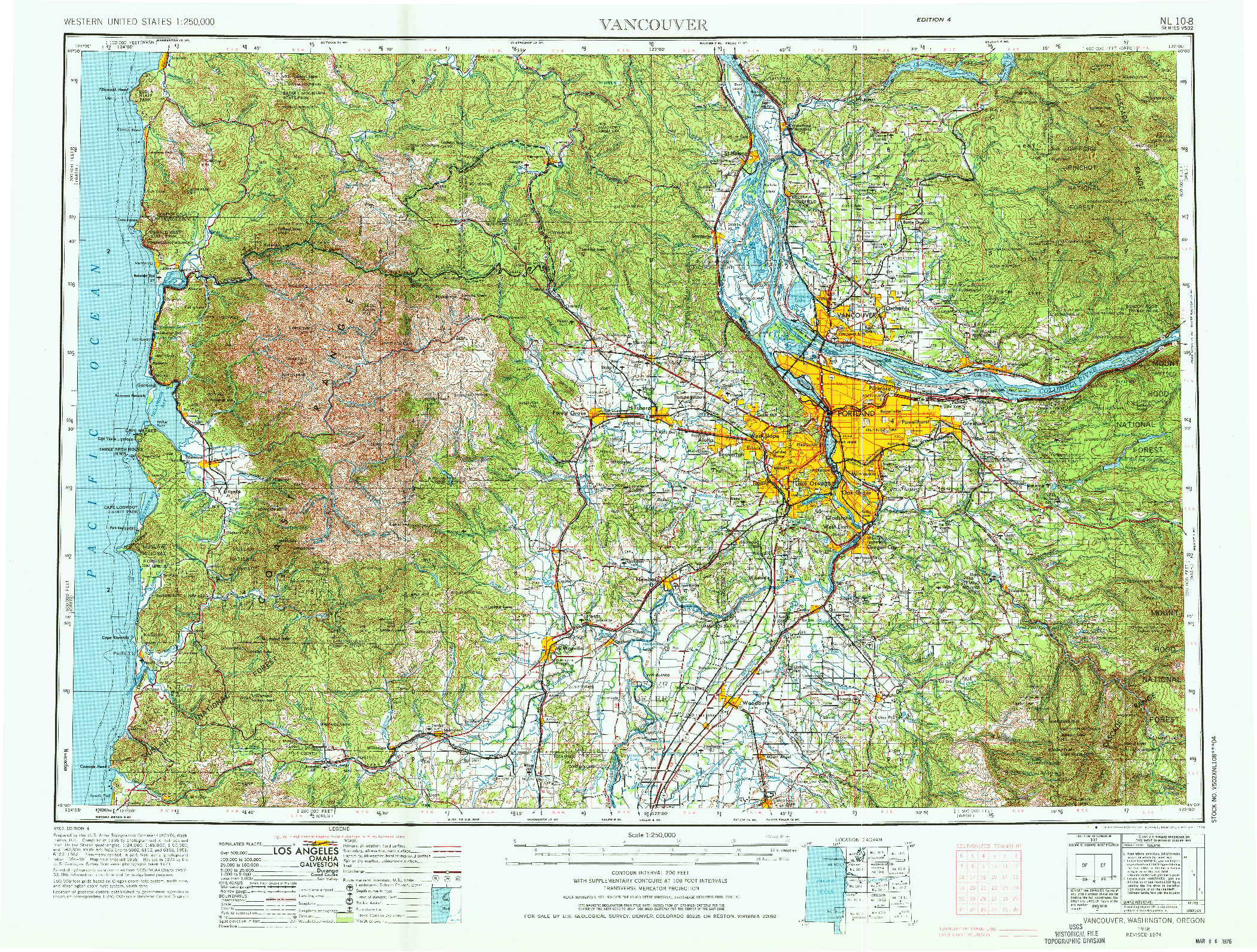 USGS 1:250000-SCALE QUADRANGLE FOR VANCOUVER, WA 1958