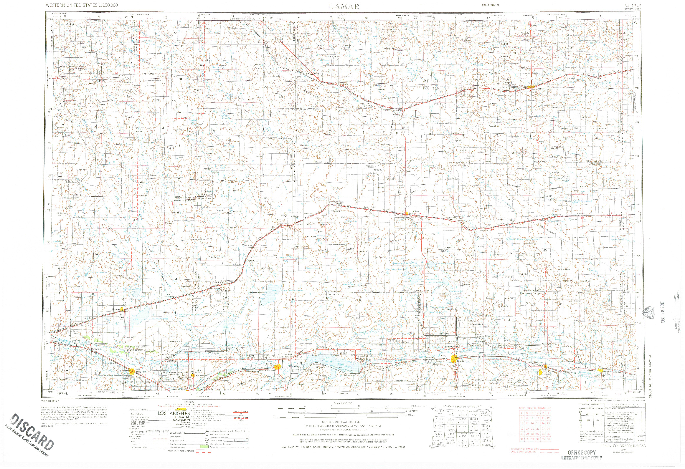 USGS 1:250000-SCALE QUADRANGLE FOR LAMAR, CO 1954
