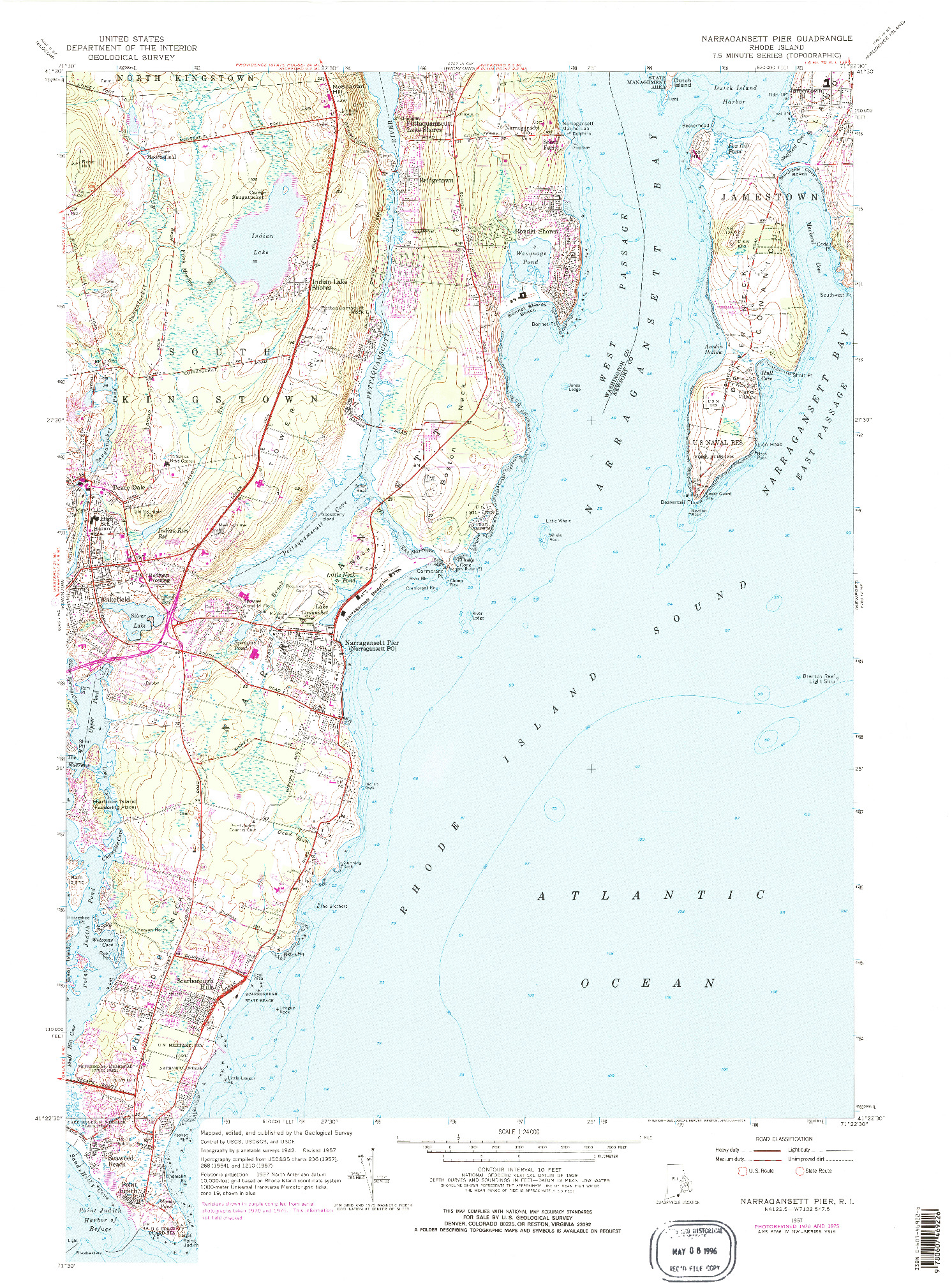 USGS 1:24000-SCALE QUADRANGLE FOR NARRAGANSETT PIER, RI 1957