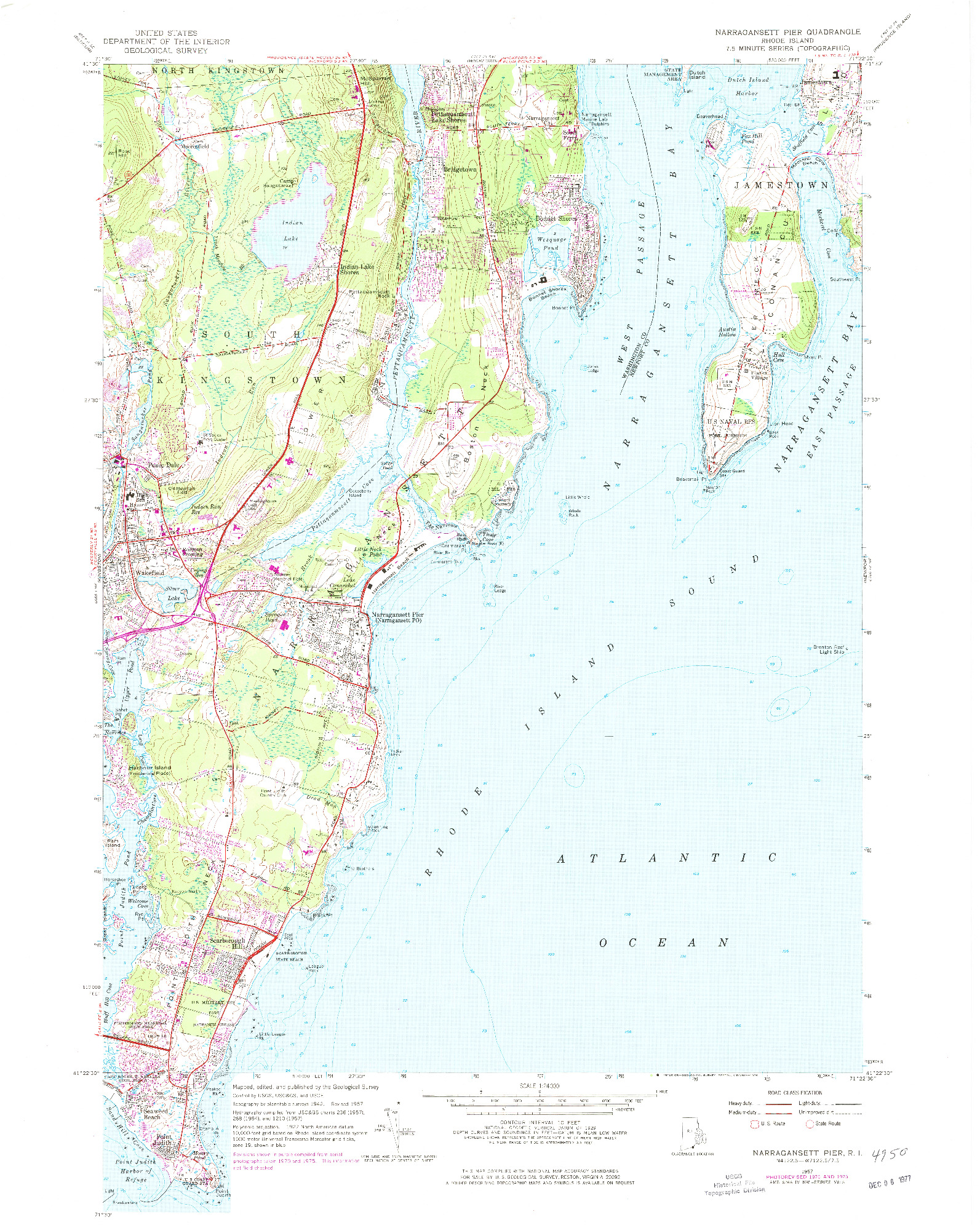 USGS 1:24000-SCALE QUADRANGLE FOR NARRAGANSETT PIER, RI 1957