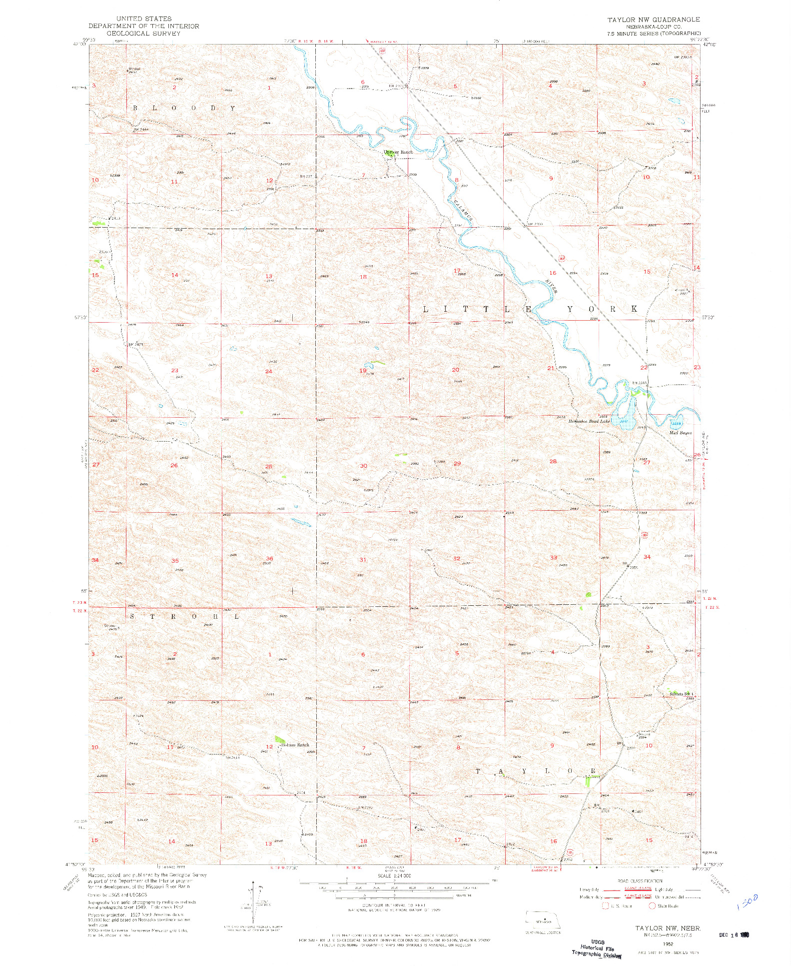 USGS 1:24000-SCALE QUADRANGLE FOR TAYLOR NW, NE 1952