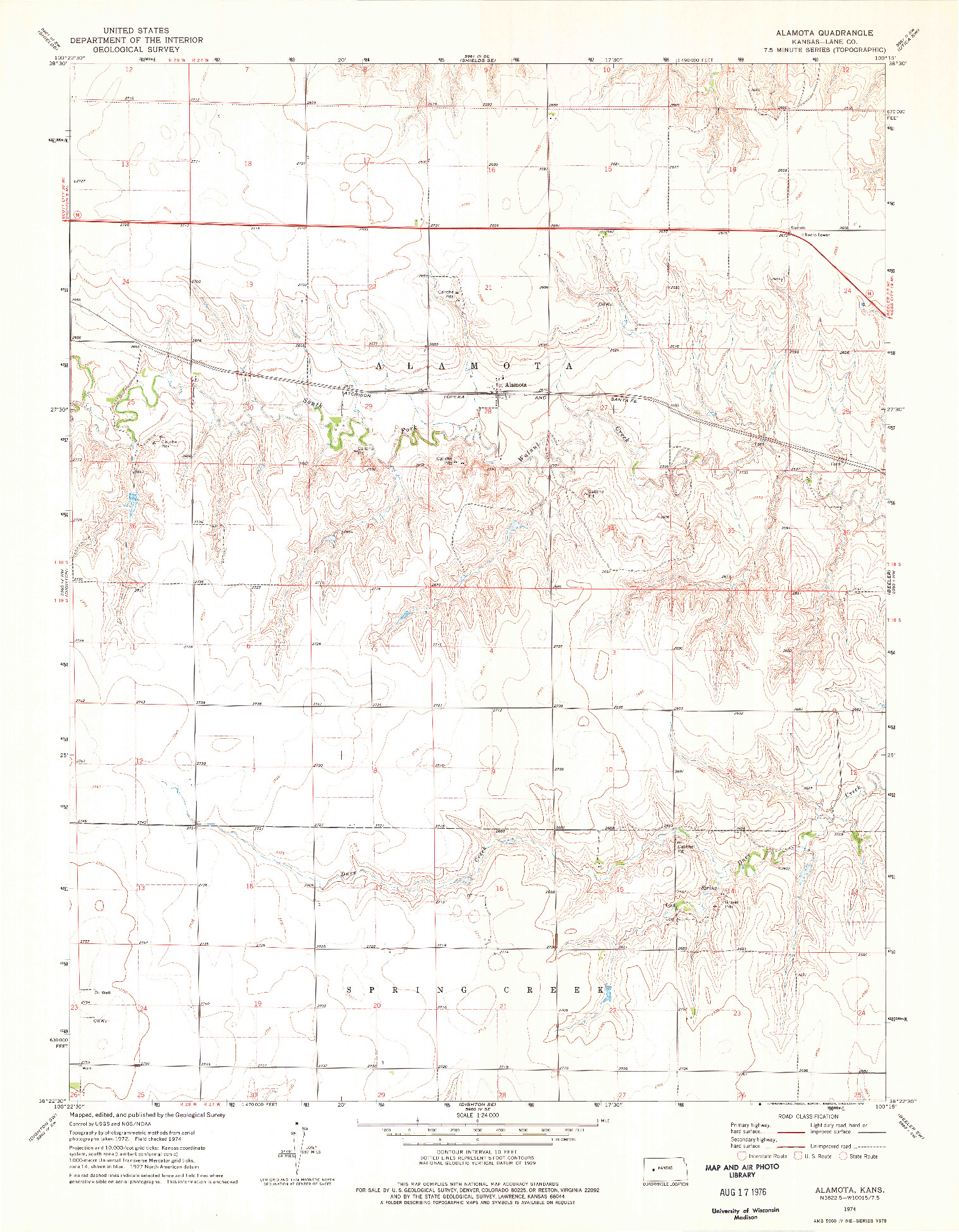 USGS 1:24000-SCALE QUADRANGLE FOR ALAMOTA, KS 1974