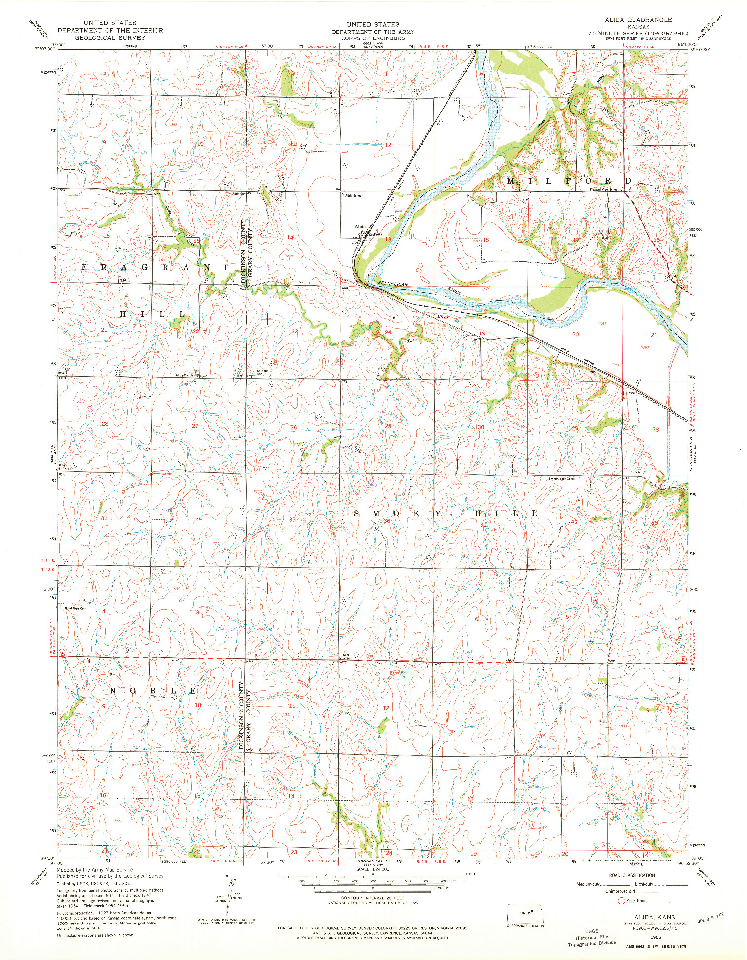 USGS 1:24000-SCALE QUADRANGLE FOR ALIDA, KS 1955