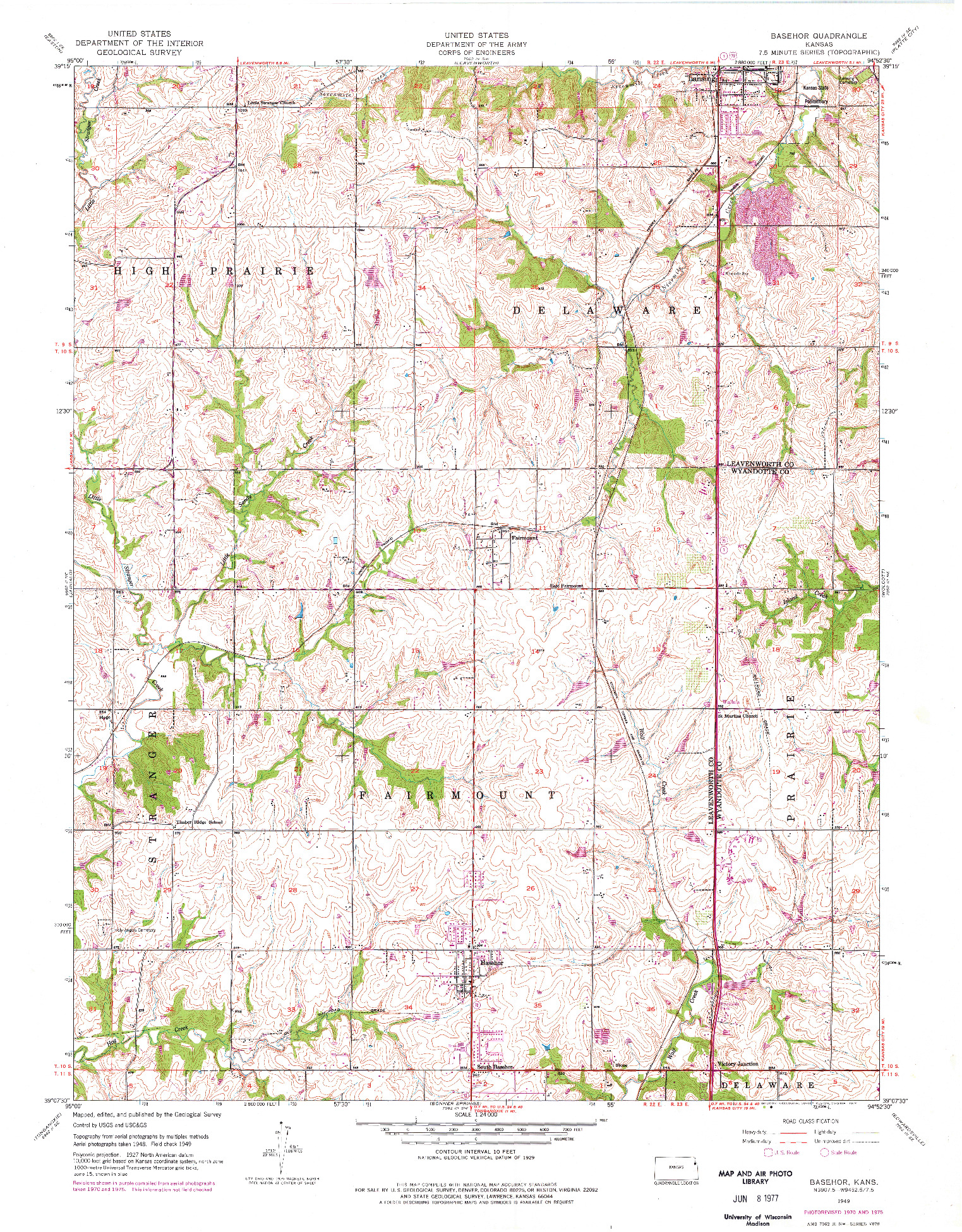 USGS 1:24000-SCALE QUADRANGLE FOR BASEHOR, KS 1949