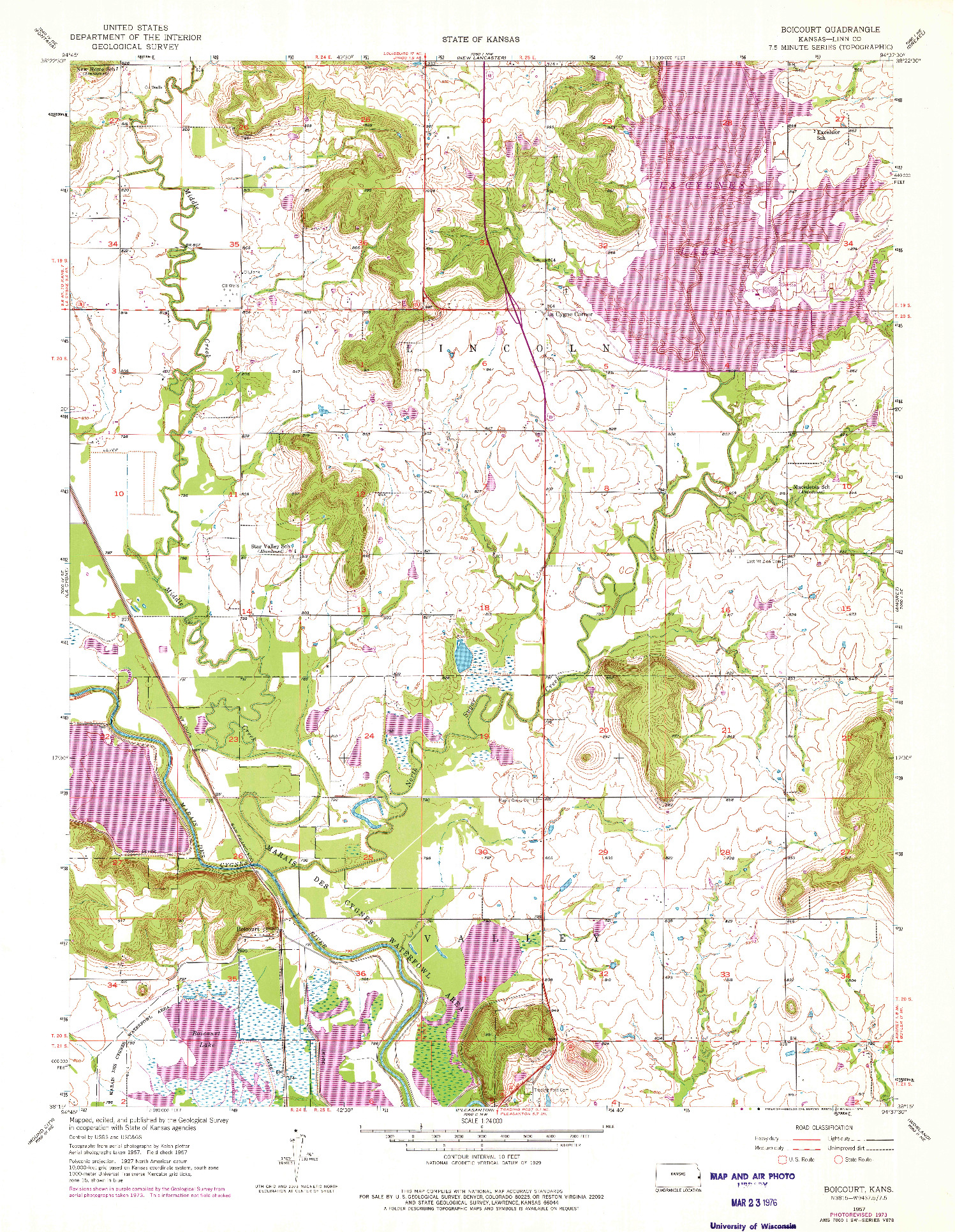 USGS 1:24000-SCALE QUADRANGLE FOR BOICOURT, KS 1957