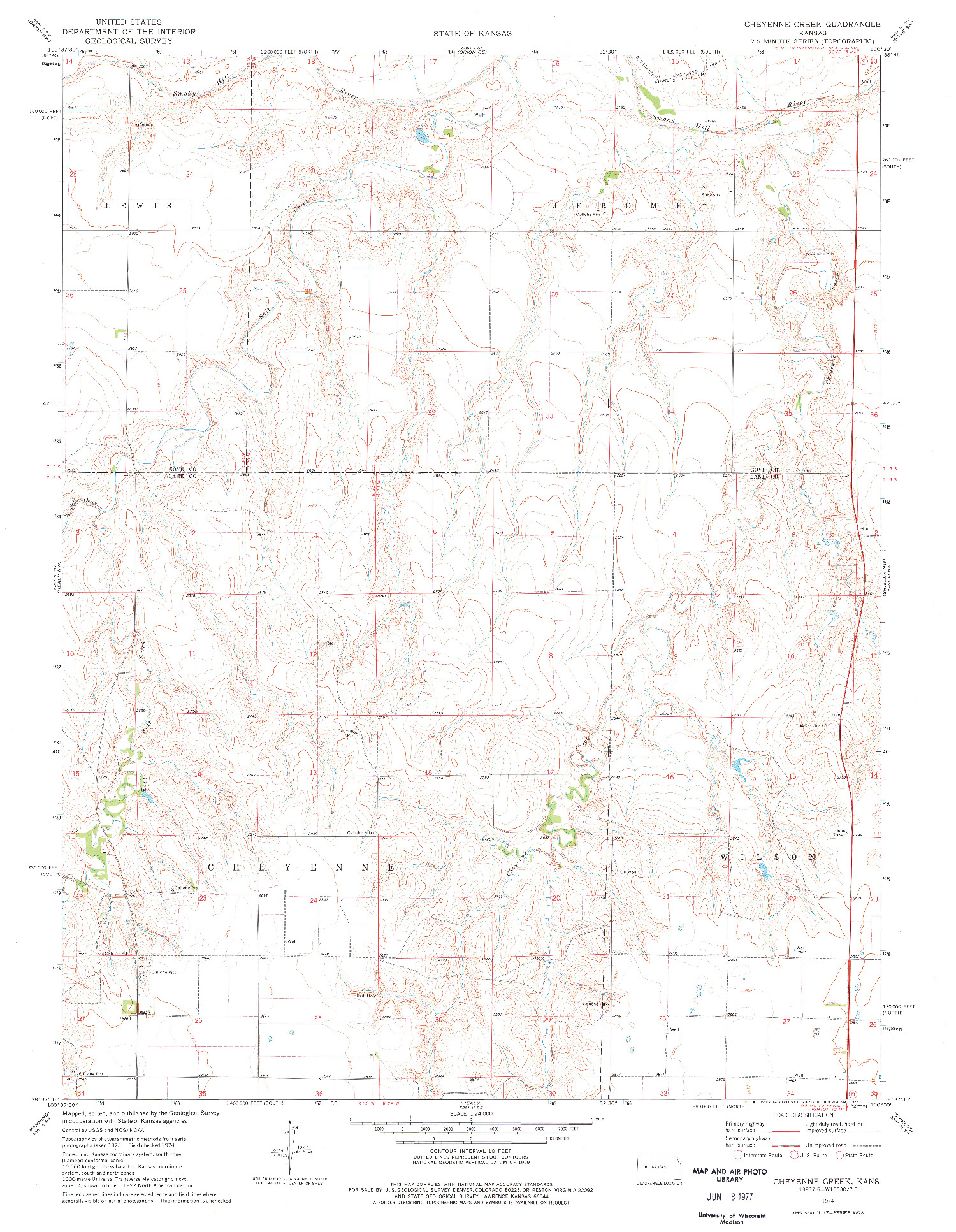 USGS 1:24000-SCALE QUADRANGLE FOR CHEYENNE CREEK, KS 1974