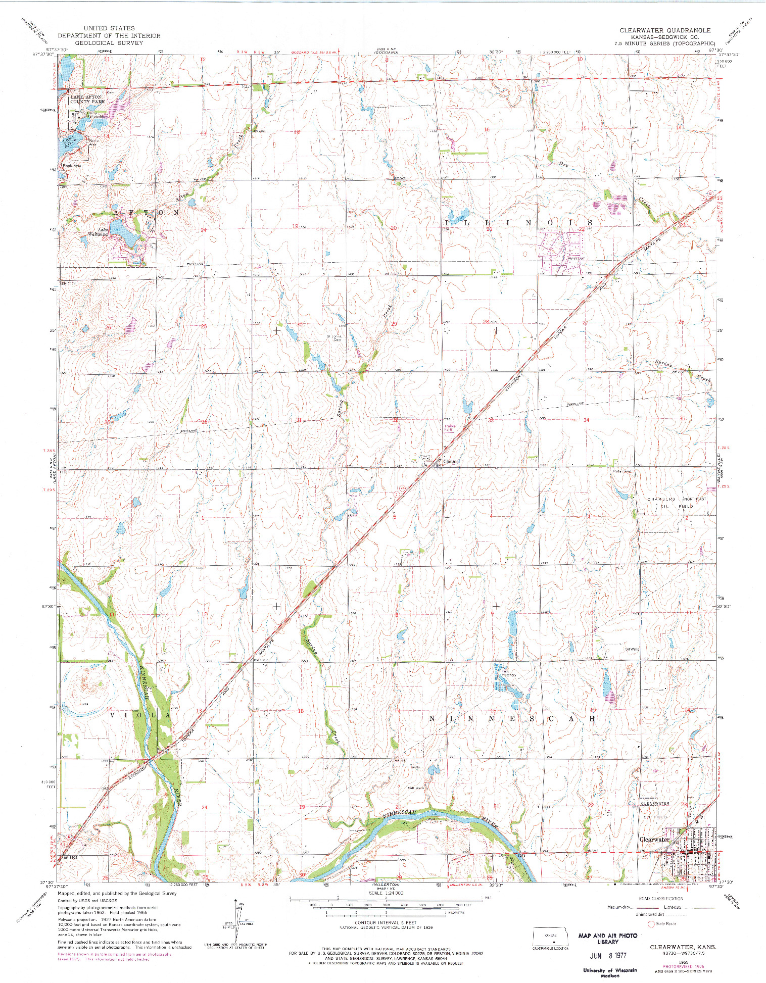 USGS 1:24000-SCALE QUADRANGLE FOR CLEARWATER, KS 1965