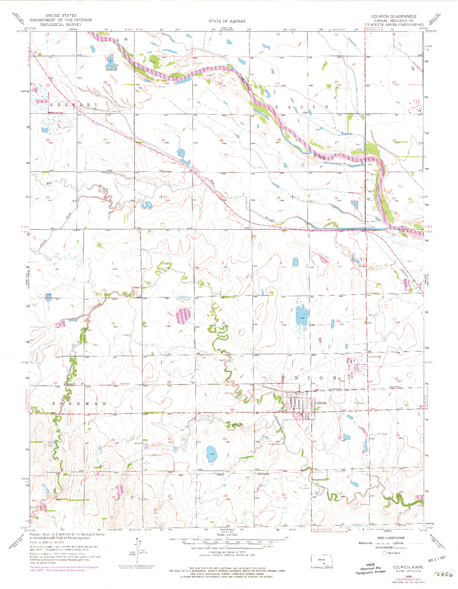 USGS 1:24000-SCALE QUADRANGLE FOR COLWICH, KS 1958