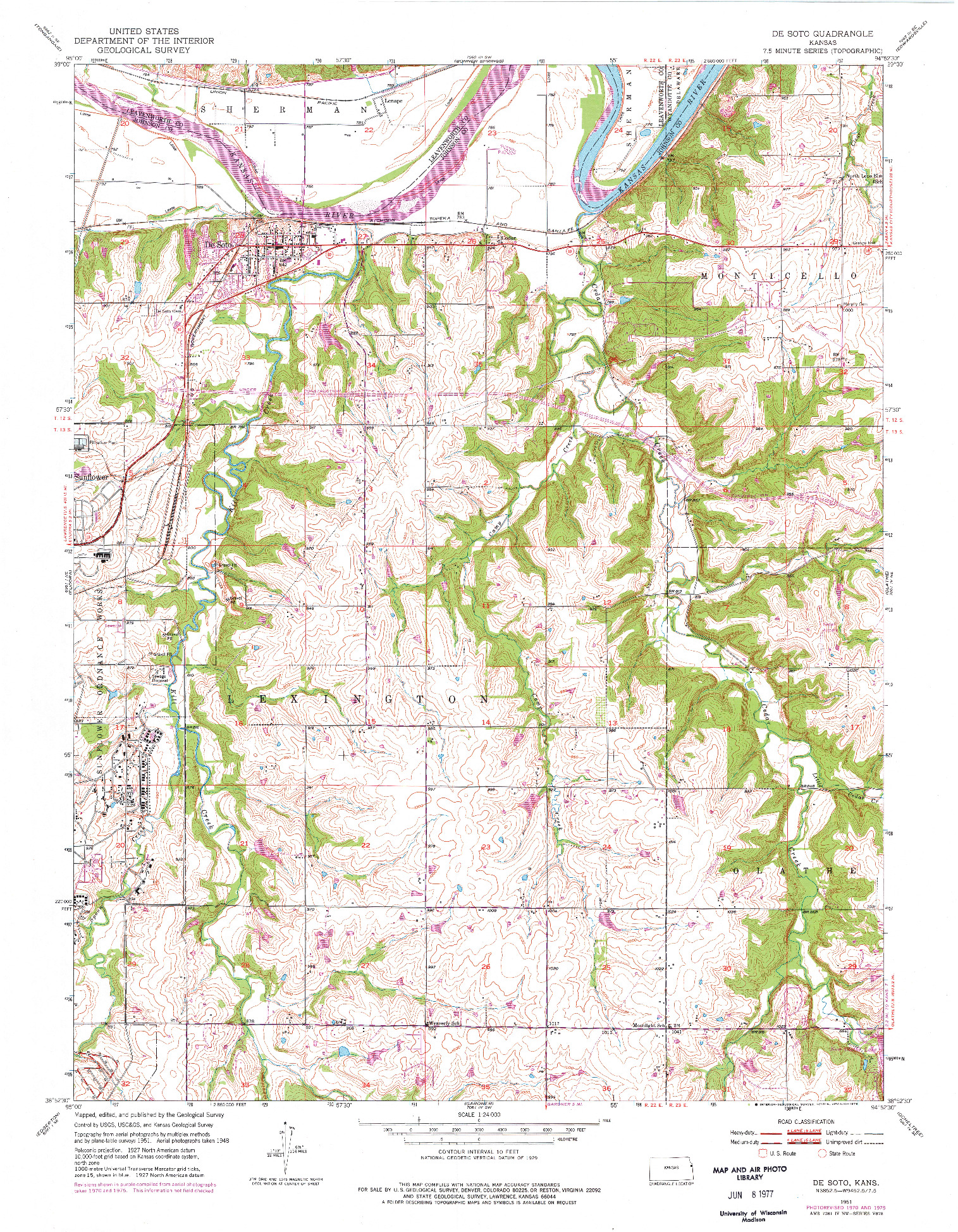 USGS 1:24000-SCALE QUADRANGLE FOR DE SOTO, KS 1951