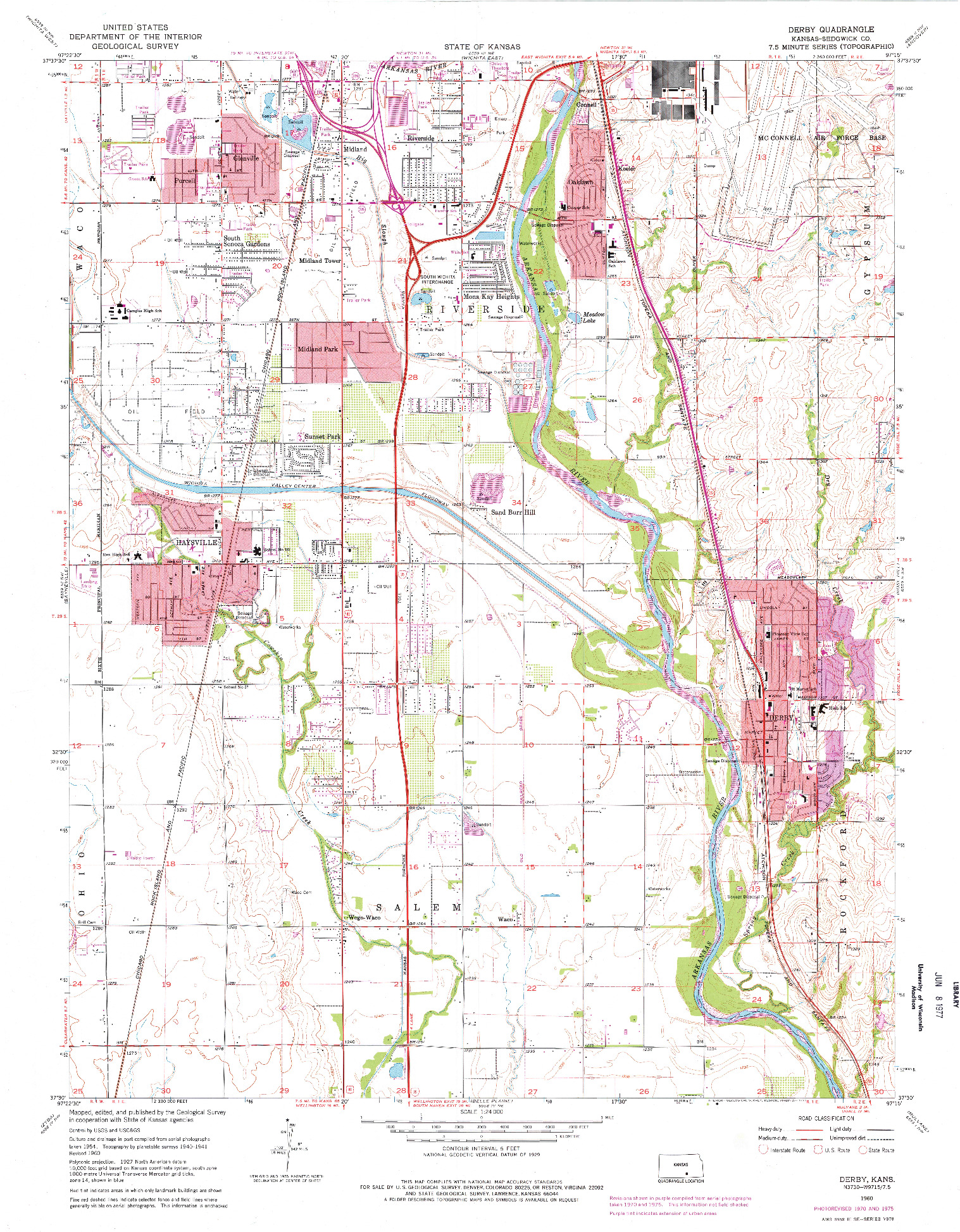 USGS 1:24000-SCALE QUADRANGLE FOR DERBY, KS 1960