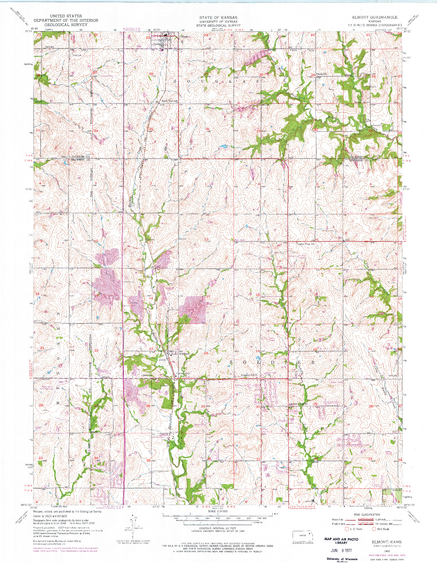 USGS 1:24000-SCALE QUADRANGLE FOR ELMONT, KS 1952