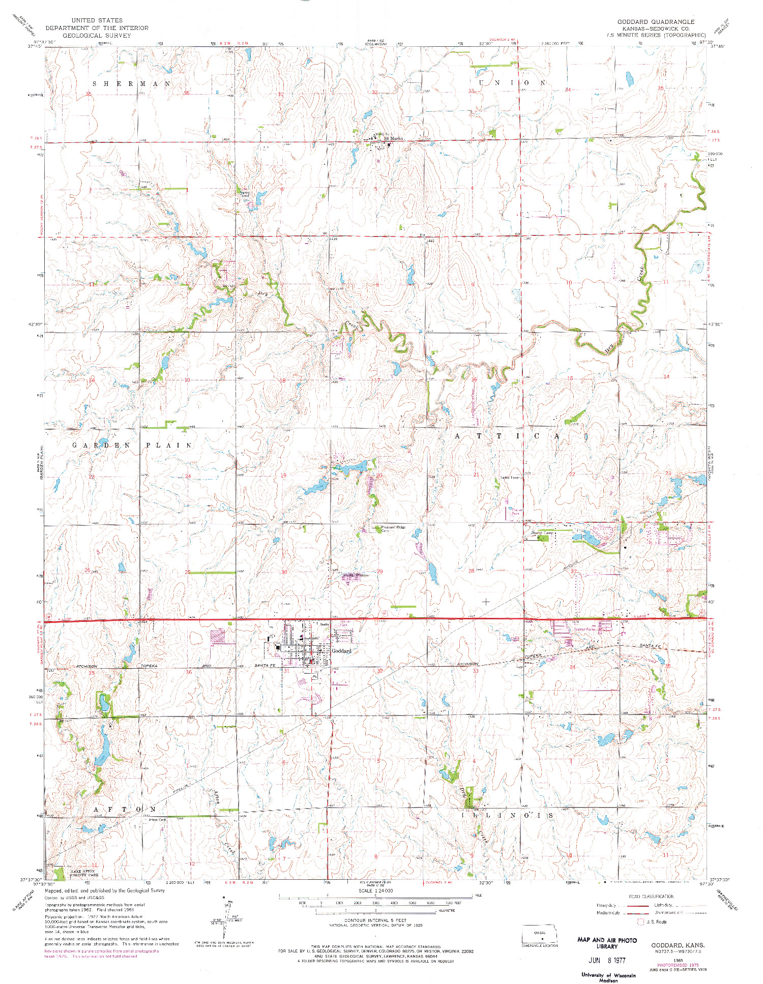 USGS 1:24000-SCALE QUADRANGLE FOR GODDARD, KS 1965