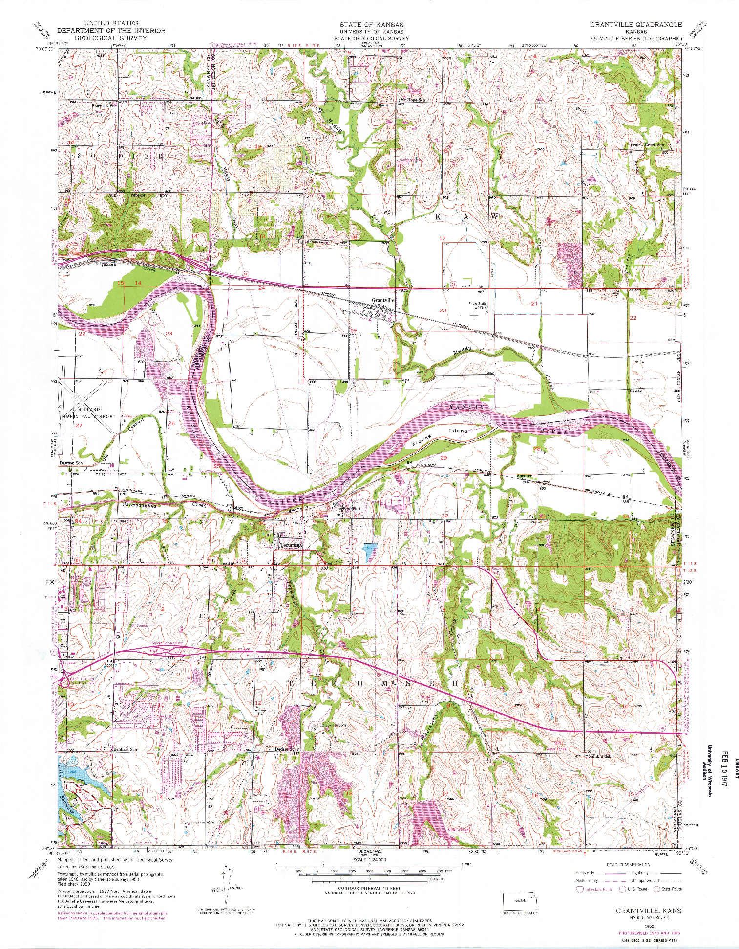USGS 1:24000-SCALE QUADRANGLE FOR GRANTVILLE, KS 1950