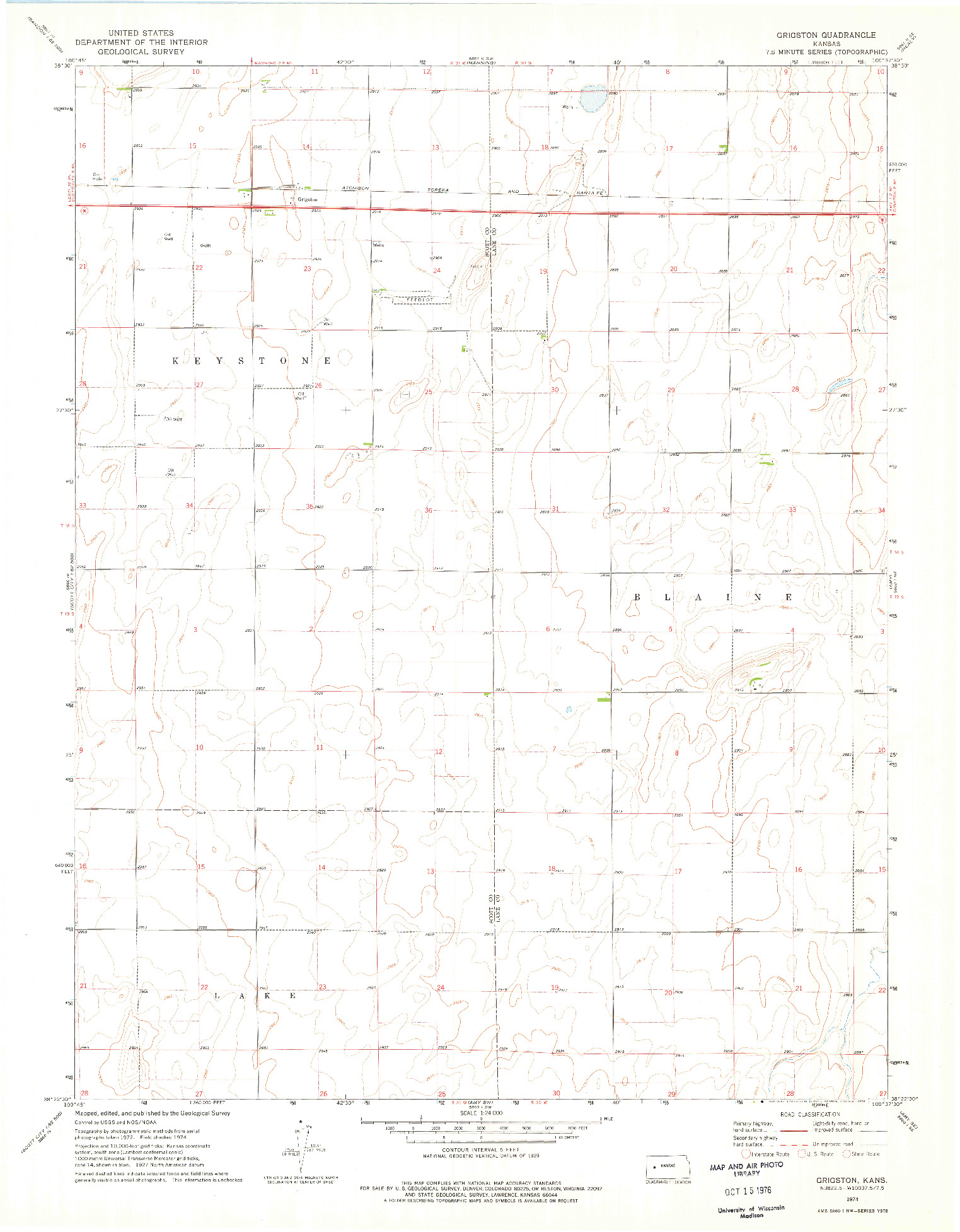 USGS 1:24000-SCALE QUADRANGLE FOR GRIGSTON, KS 1974