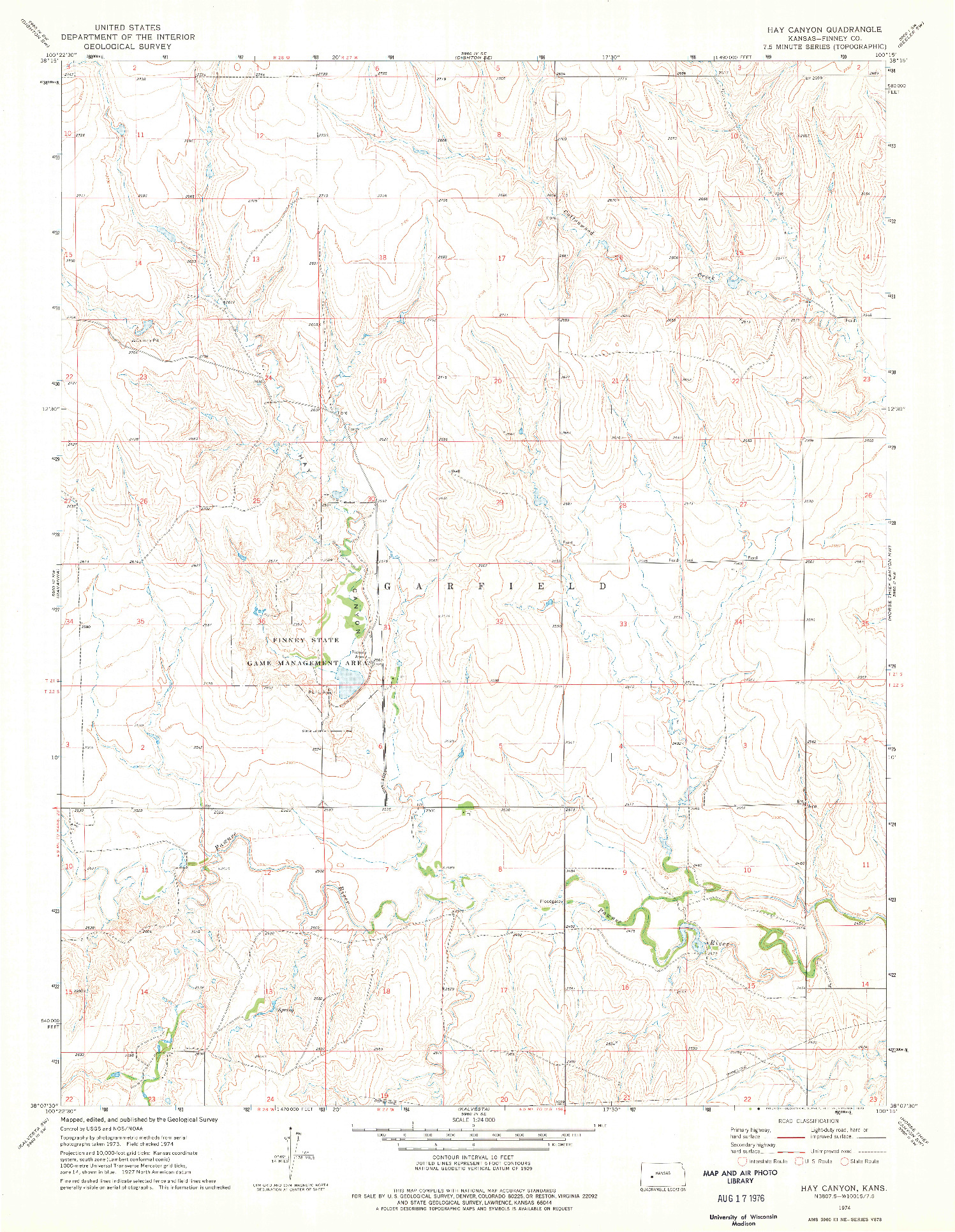 USGS 1:24000-SCALE QUADRANGLE FOR HAY CANYON, KS 1974