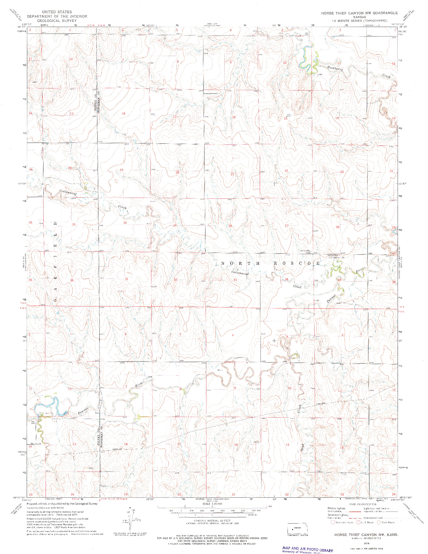 USGS 1:24000-SCALE QUADRANGLE FOR HORSE THIEF CANYON NW, KS 1974