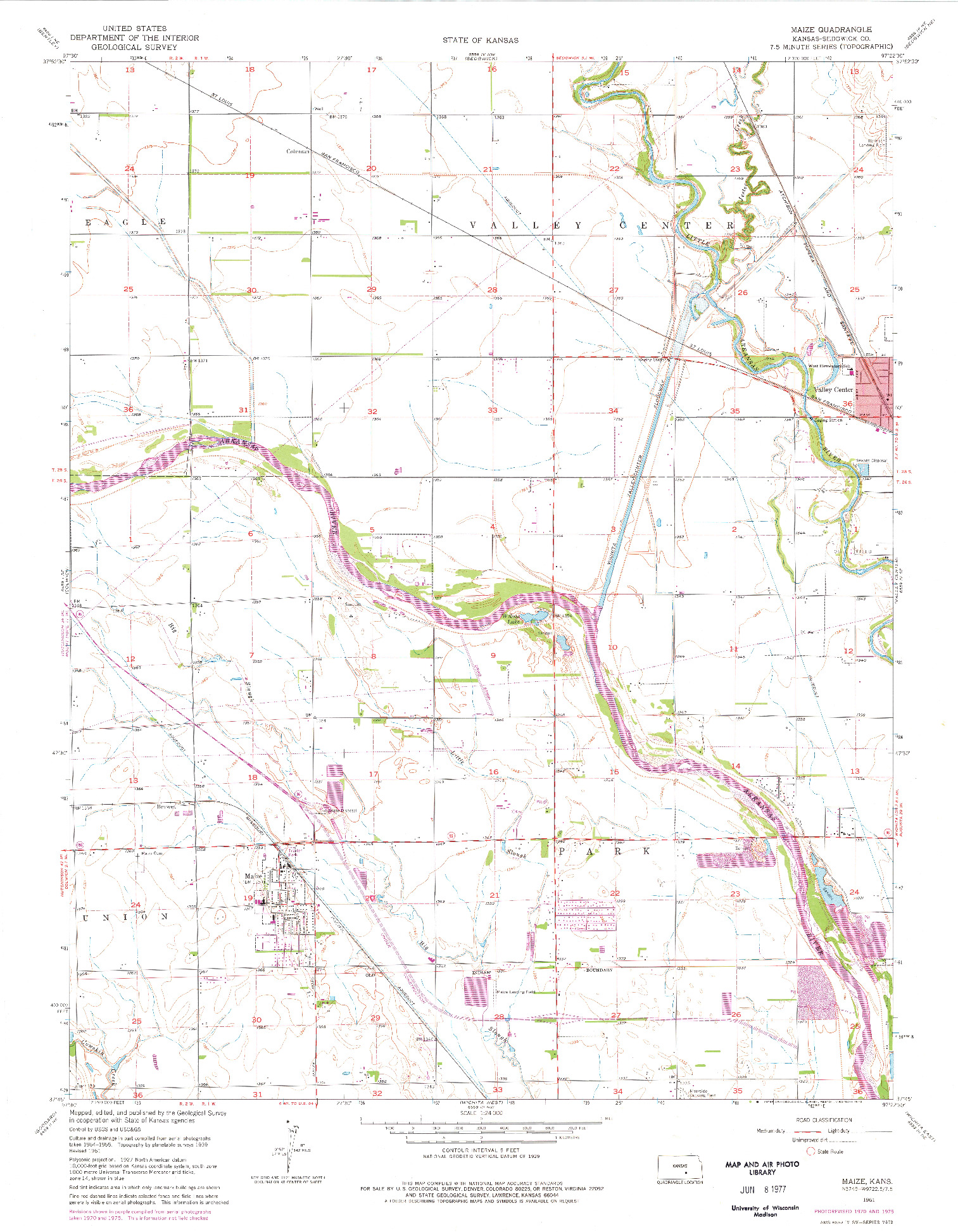 USGS 1:24000-SCALE QUADRANGLE FOR MAIZE, KS 1961