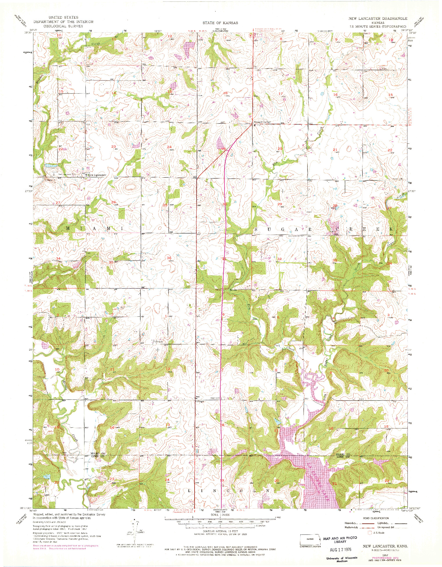 USGS 1:24000-SCALE QUADRANGLE FOR NEW LANCASTER, KS 1957