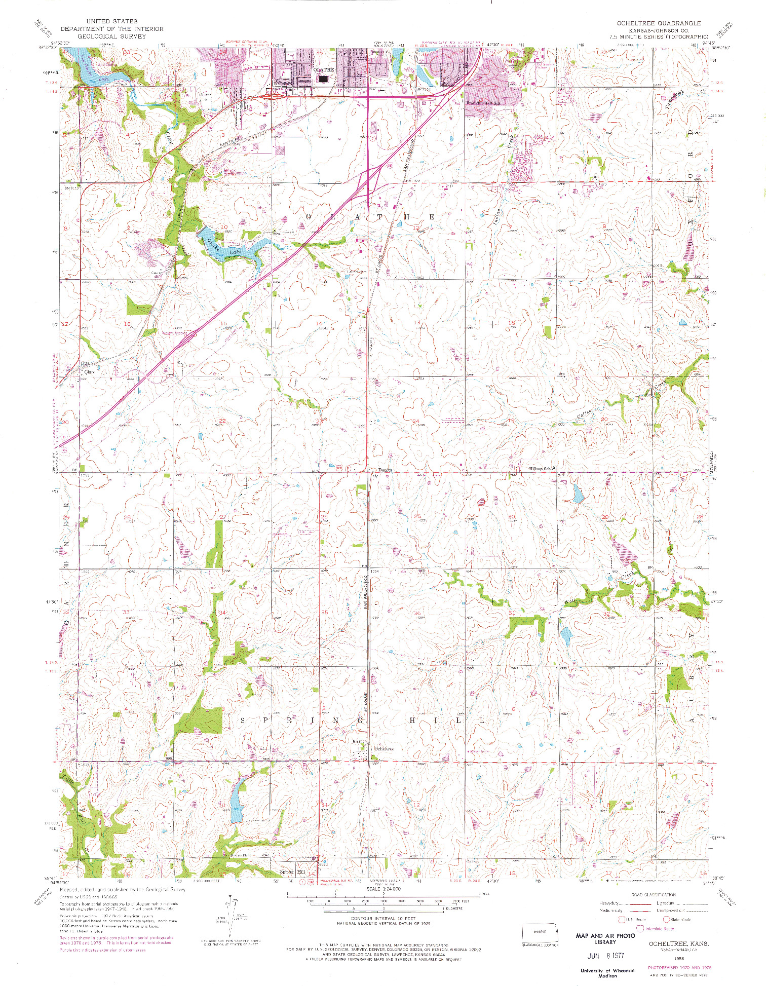 USGS 1:24000-SCALE QUADRANGLE FOR OCHELTREE, KS 1956