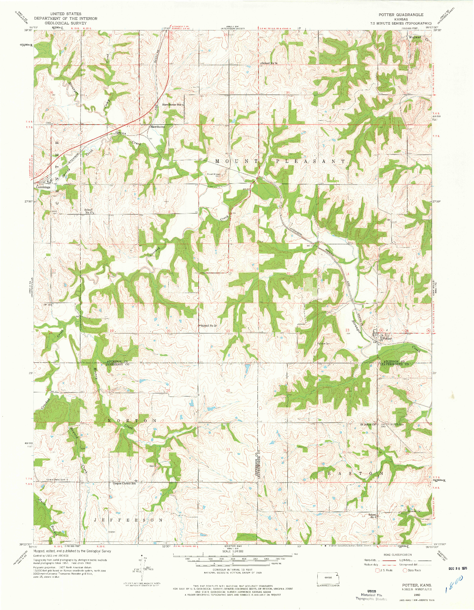 USGS 1:24000-SCALE QUADRANGLE FOR POTTER, KS 1960