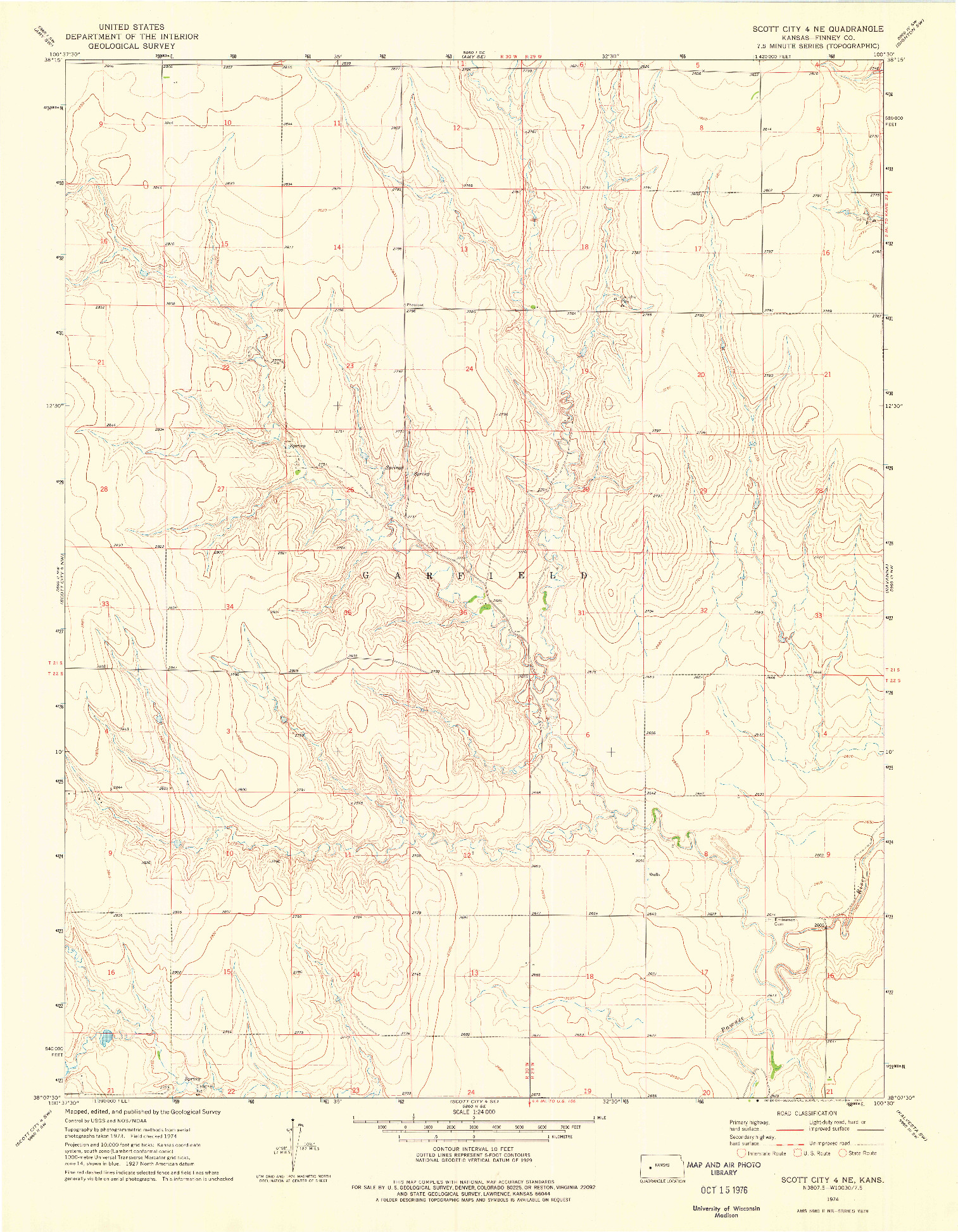 USGS 1:24000-SCALE QUADRANGLE FOR SCOTT CITY 4 NE, KS 1974