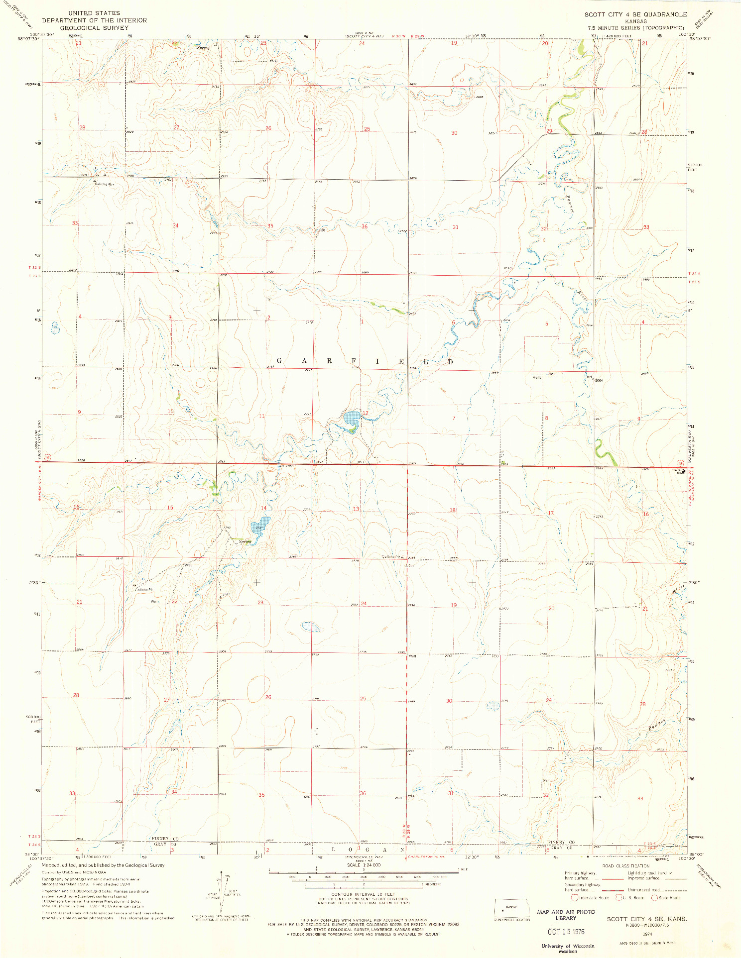 USGS 1:24000-SCALE QUADRANGLE FOR SCOTT CITY 4 SE, KS 1974