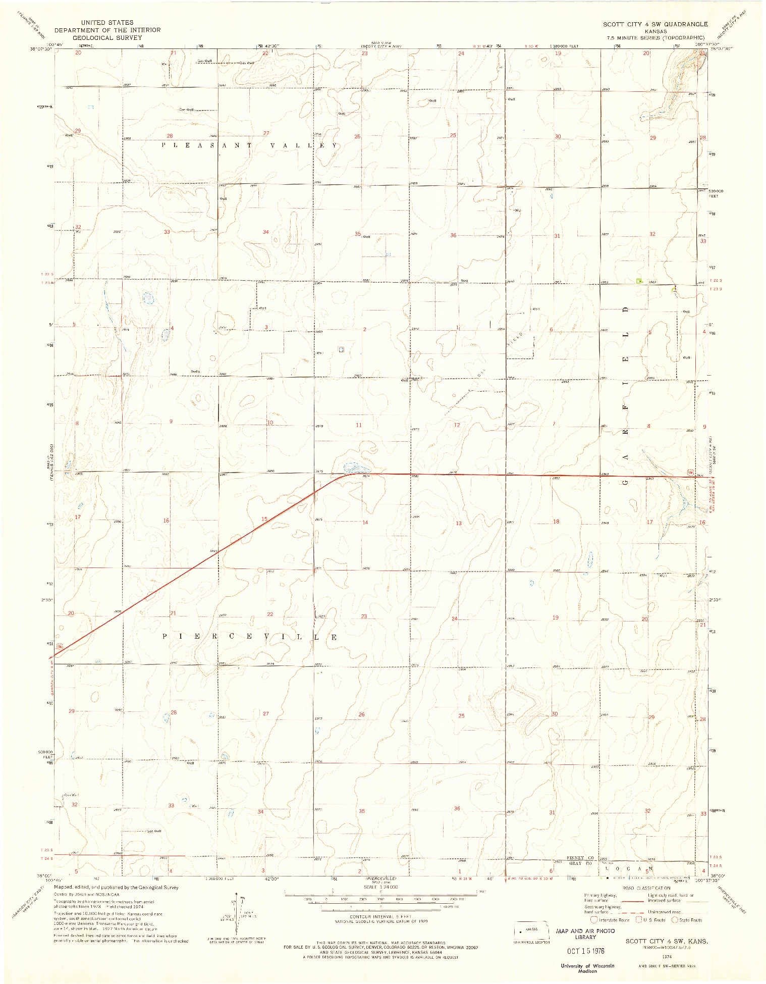 USGS 1:24000-SCALE QUADRANGLE FOR SCOTT CITY 4 SW, KS 1974