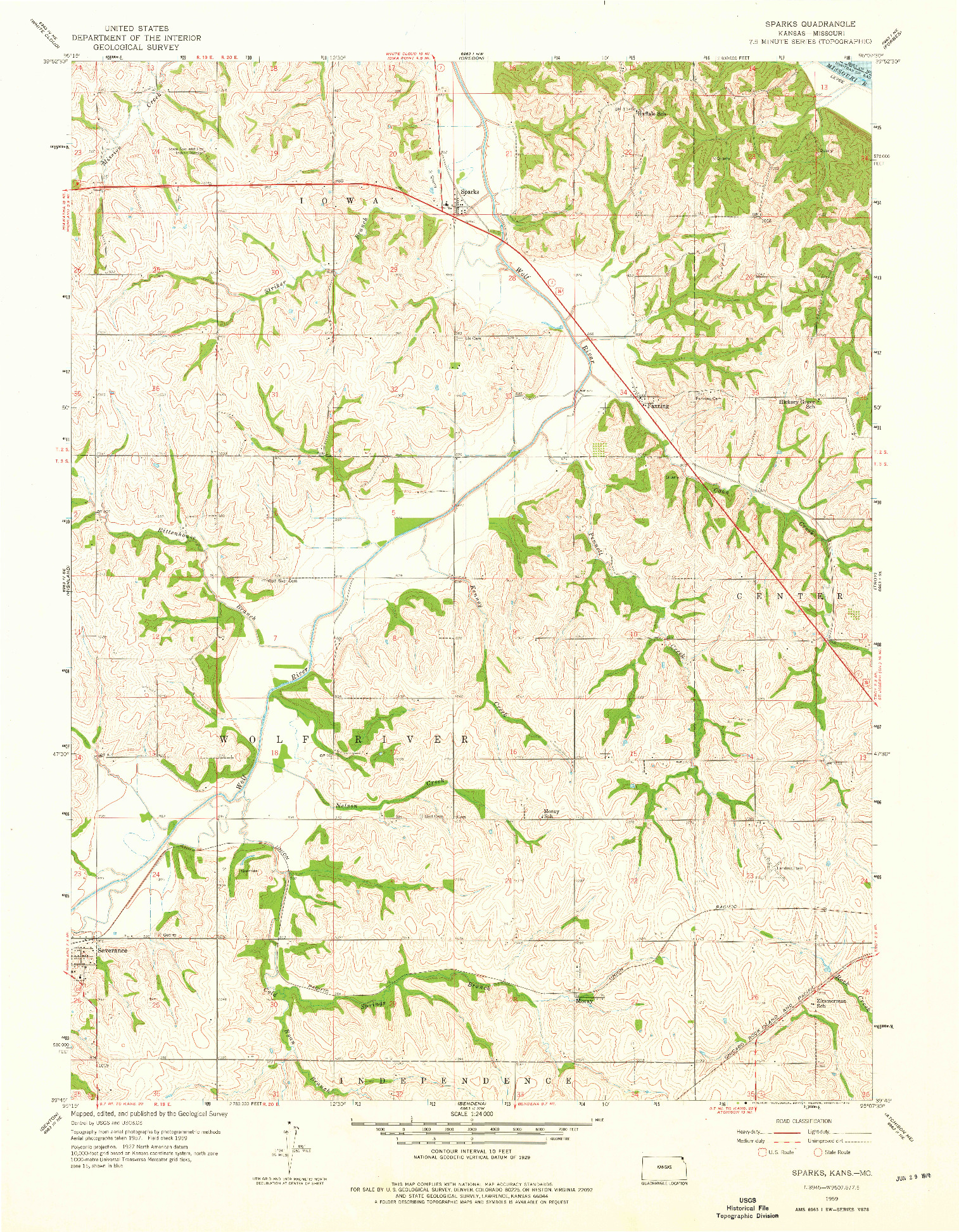 USGS 1:24000-SCALE QUADRANGLE FOR SPARKS, KS 1959