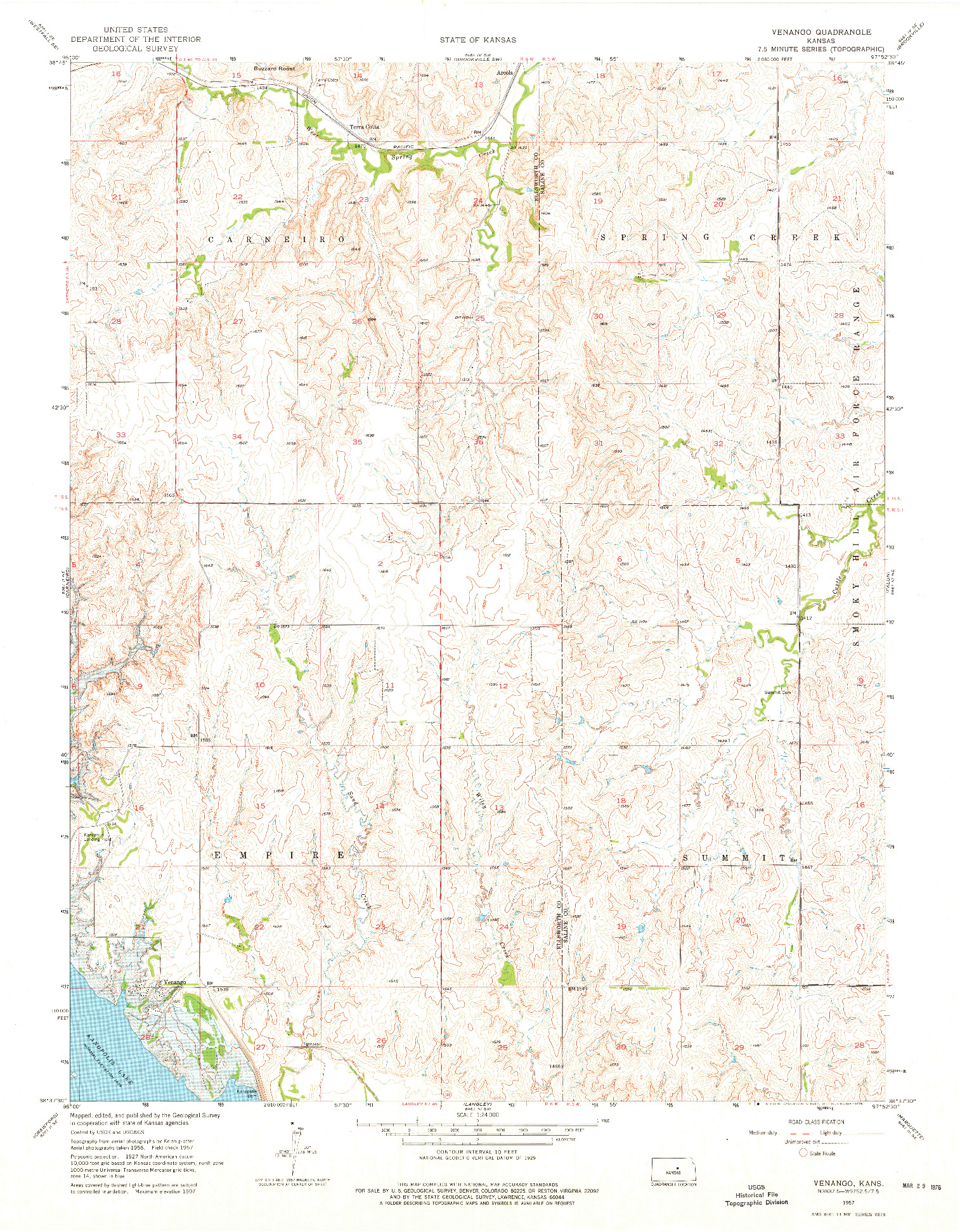 USGS 1:24000-SCALE QUADRANGLE FOR VENANGO, KS 1957