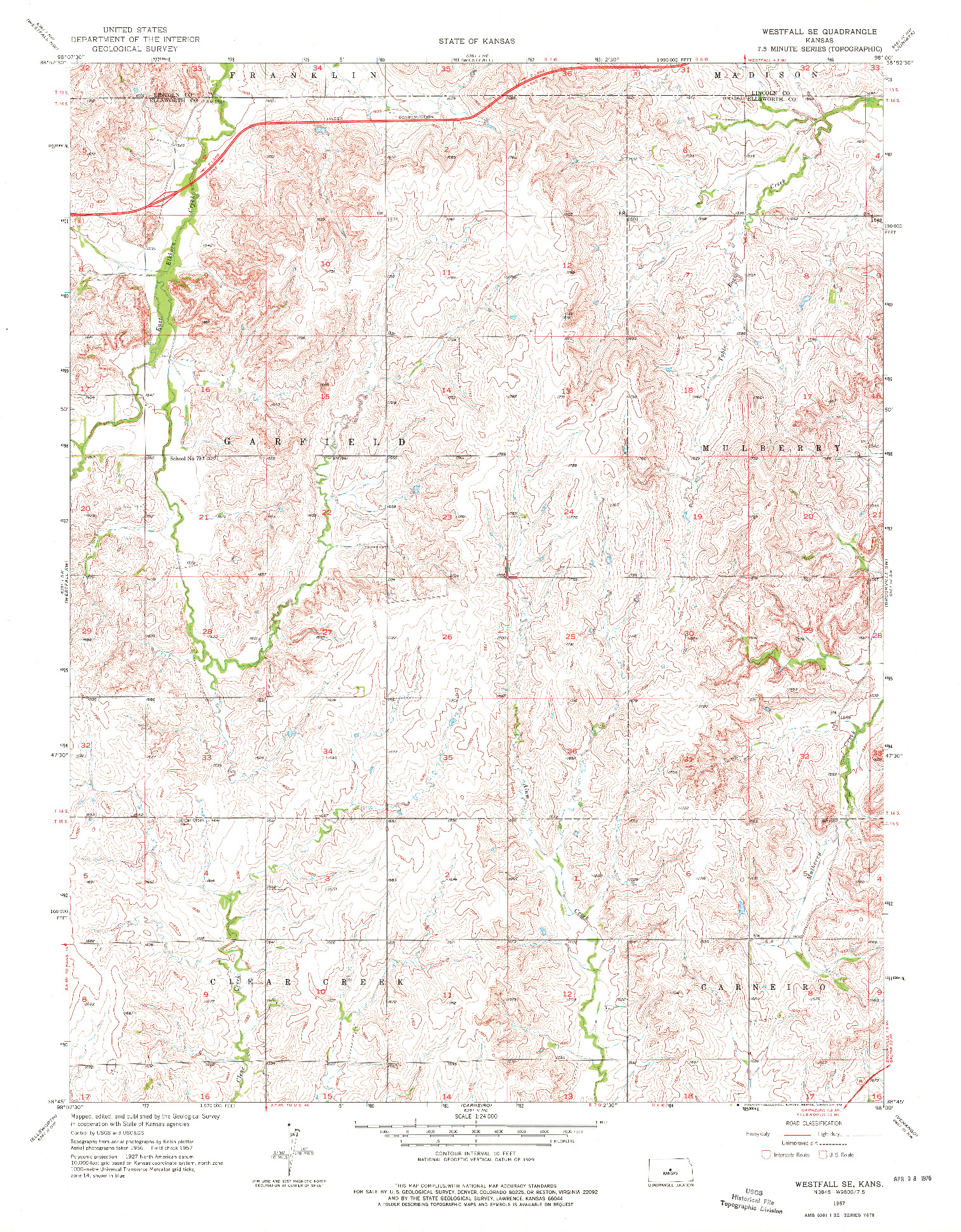 USGS 1:24000-SCALE QUADRANGLE FOR WESTFALL SE, KS 1957