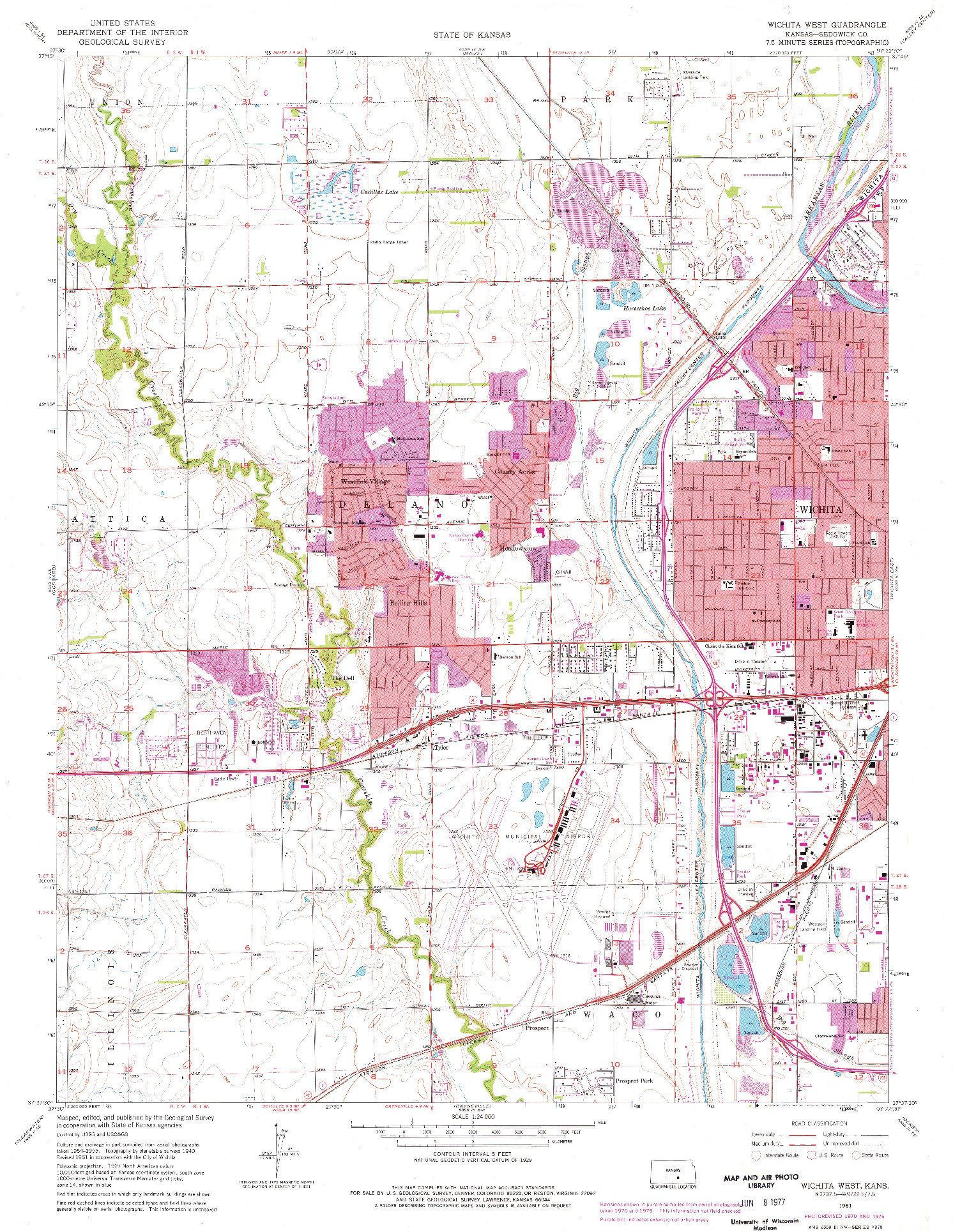 USGS 1:24000-SCALE QUADRANGLE FOR WICHITA WEST, KS 1961