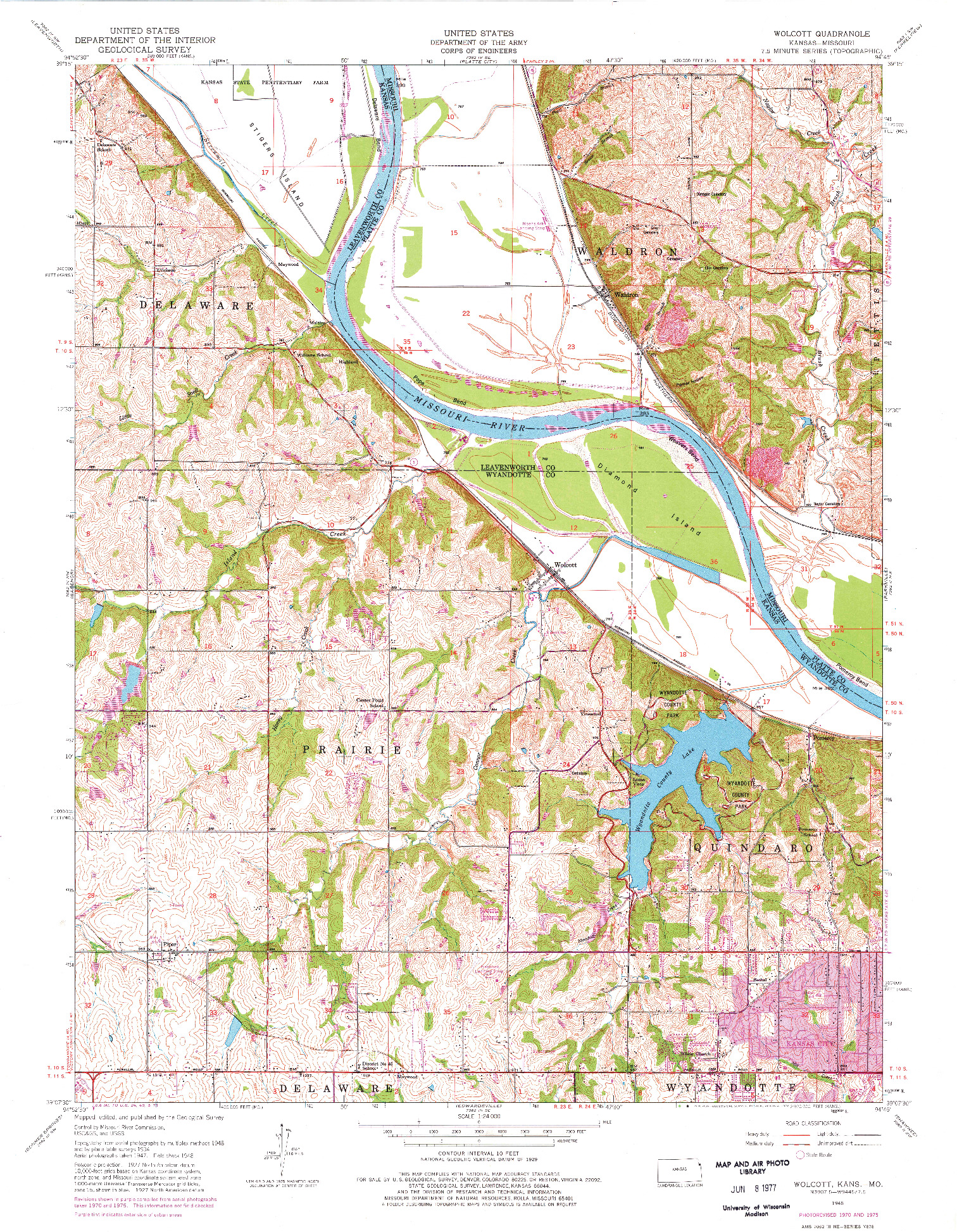 USGS 1:24000-SCALE QUADRANGLE FOR WOLCOTT, KS 1948