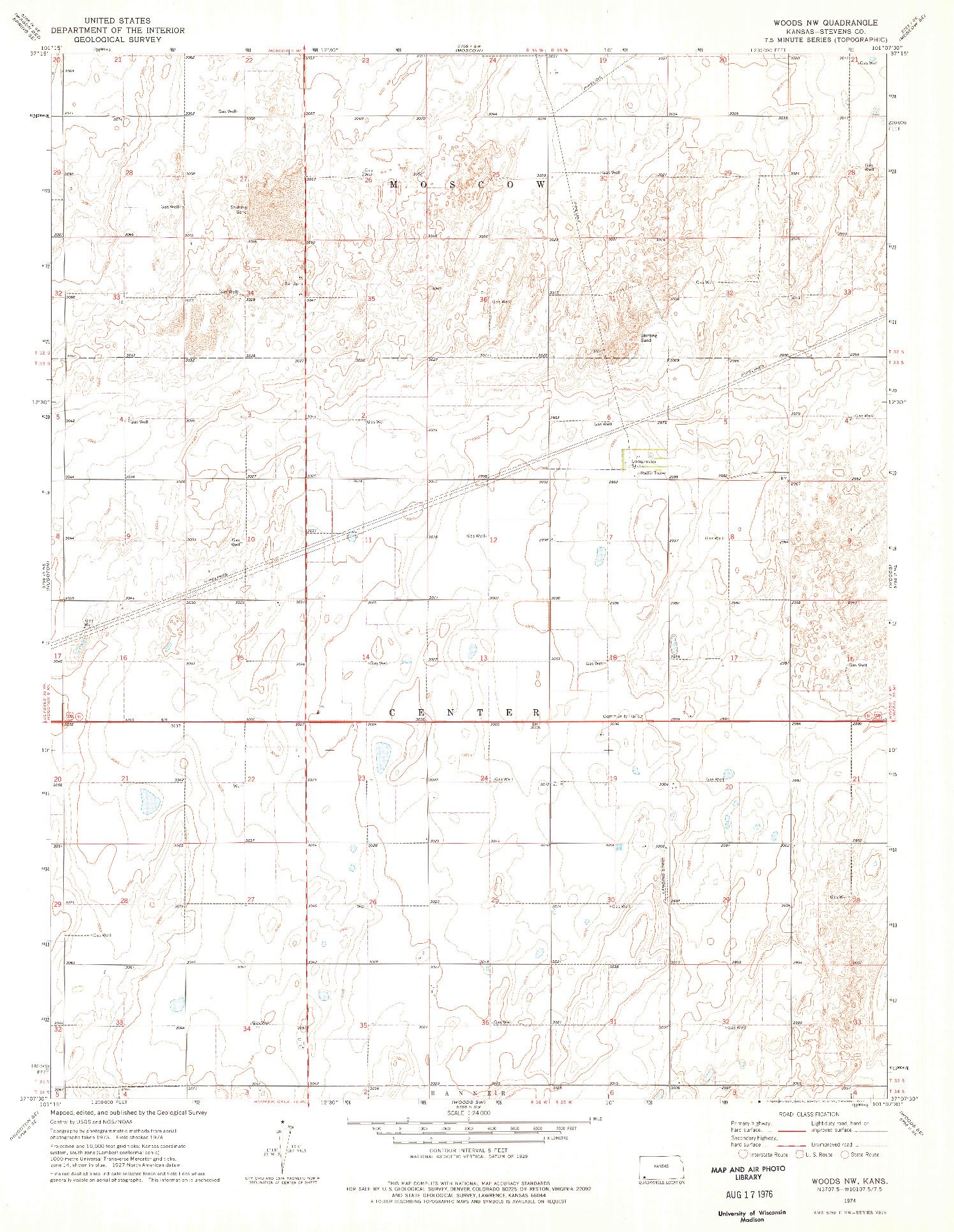 USGS 1:24000-SCALE QUADRANGLE FOR WOODS NW, KS 1974