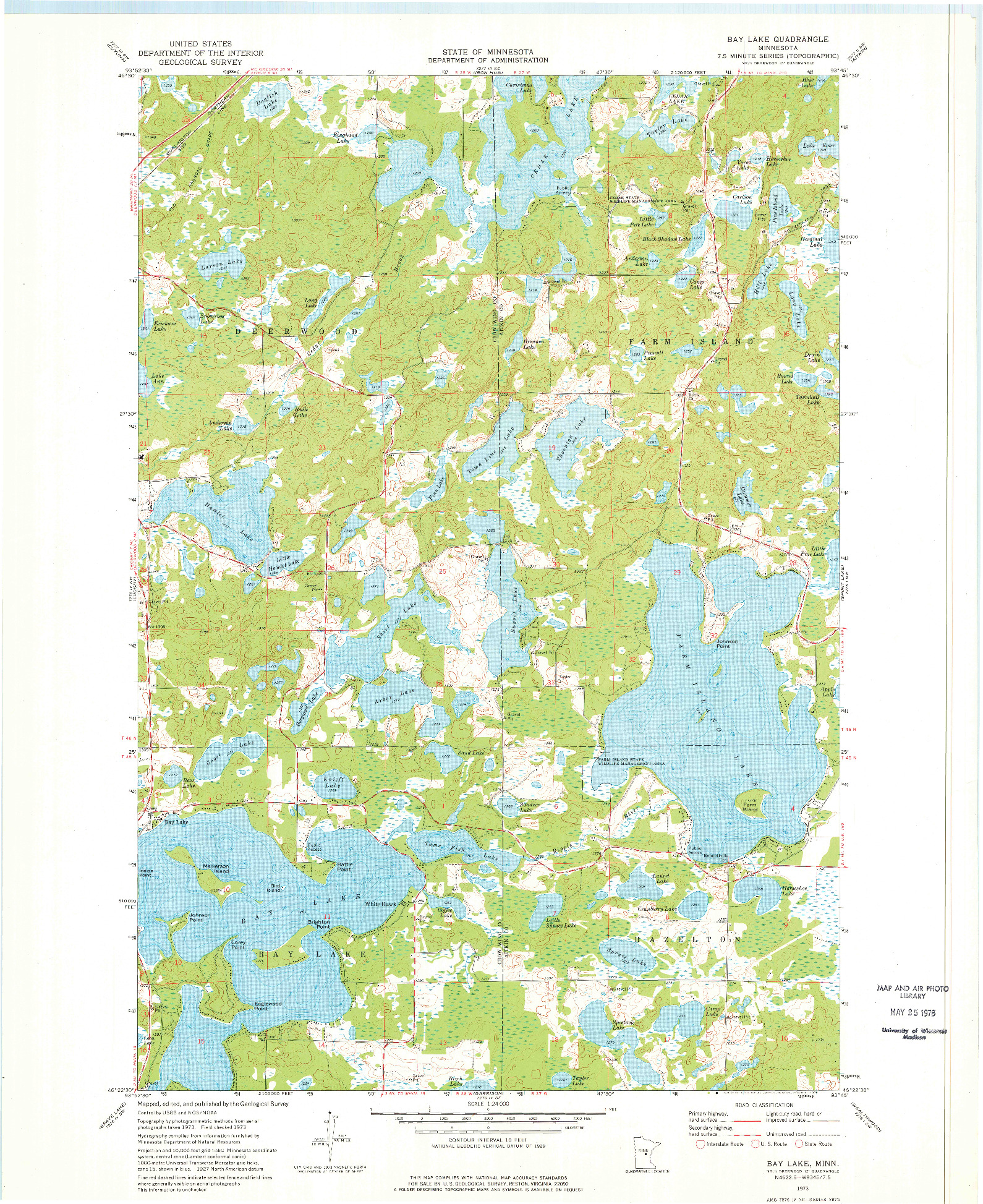 USGS 1:24000-SCALE QUADRANGLE FOR BAY LAKE, MN 1973