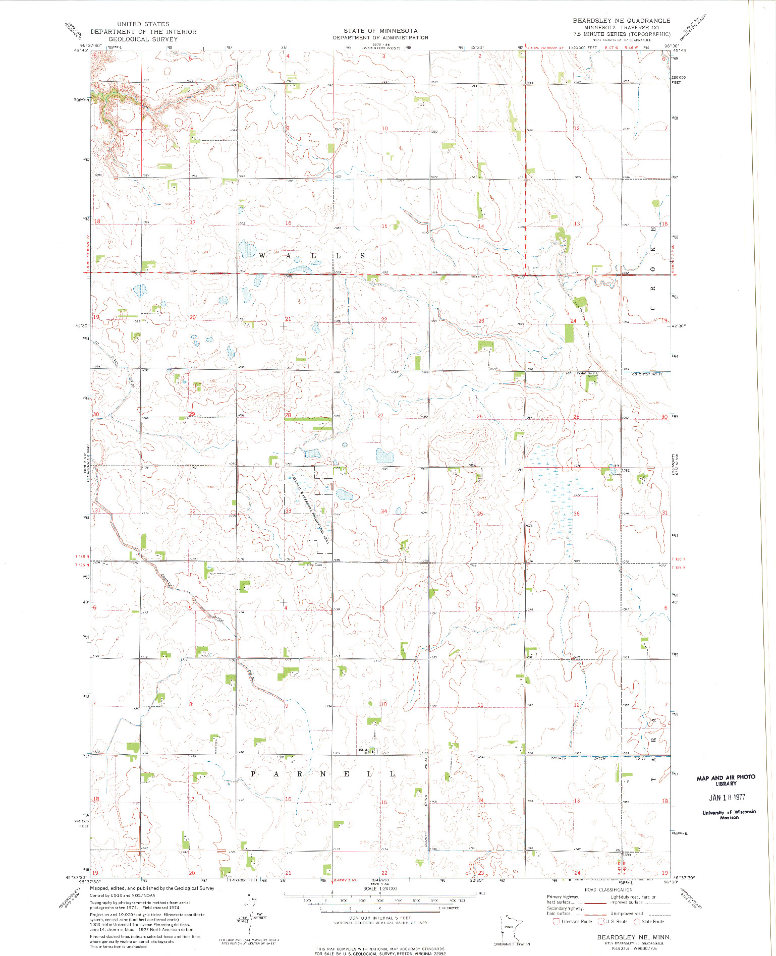 USGS 1:24000-SCALE QUADRANGLE FOR BEARDSLEY NE, MN 1974