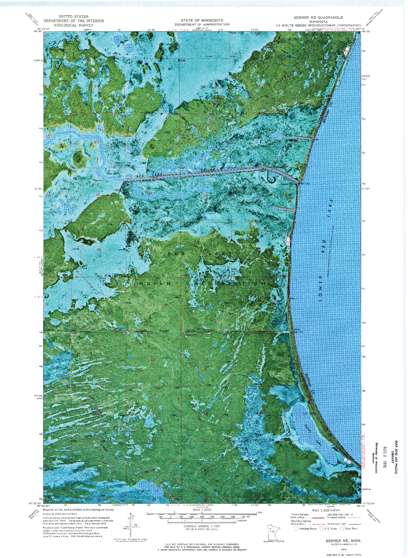 USGS 1:24000-SCALE QUADRANGLE FOR BERNER NE, MN 1972