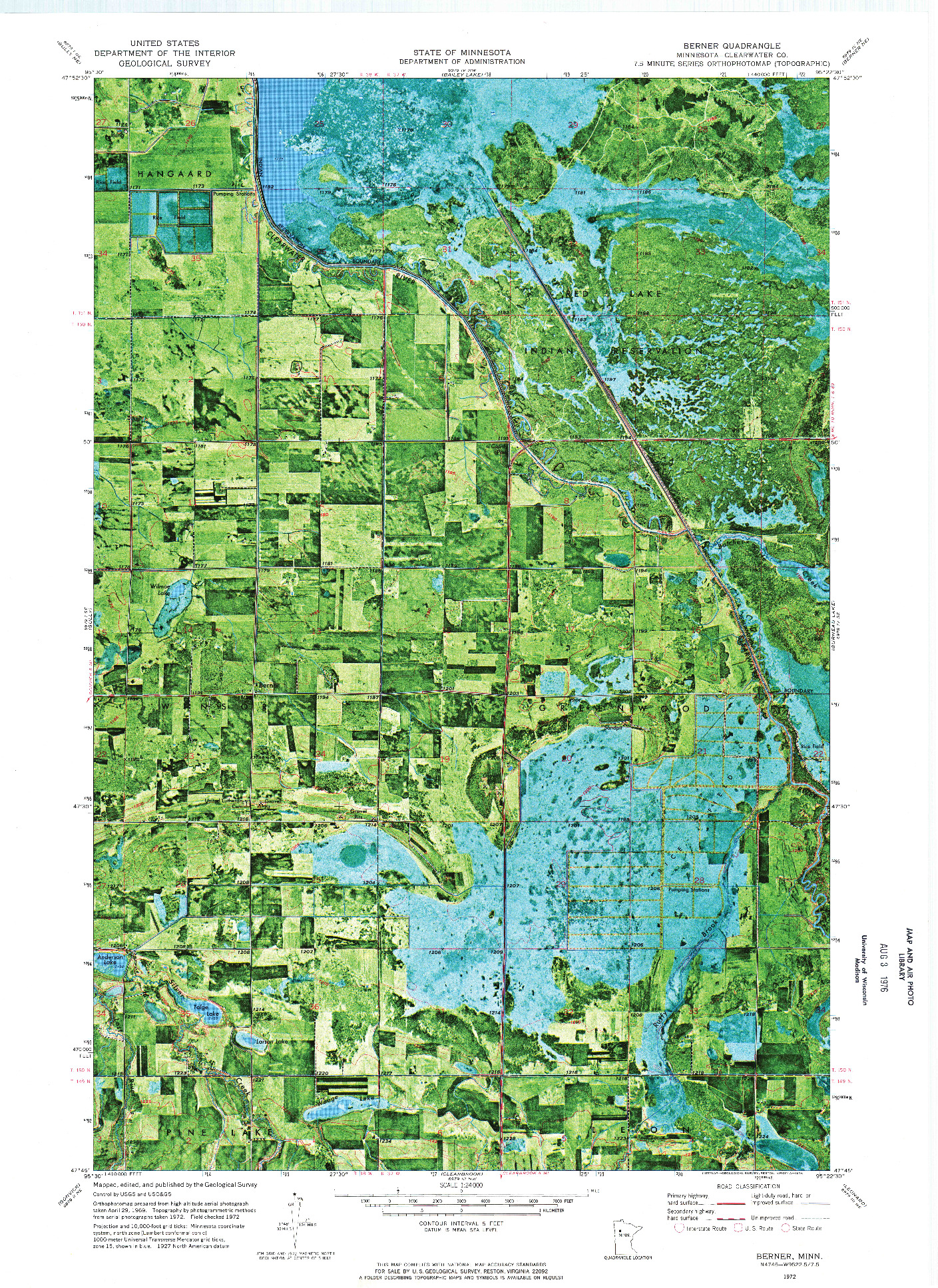 USGS 1:24000-SCALE QUADRANGLE FOR BERNER, MN 1972