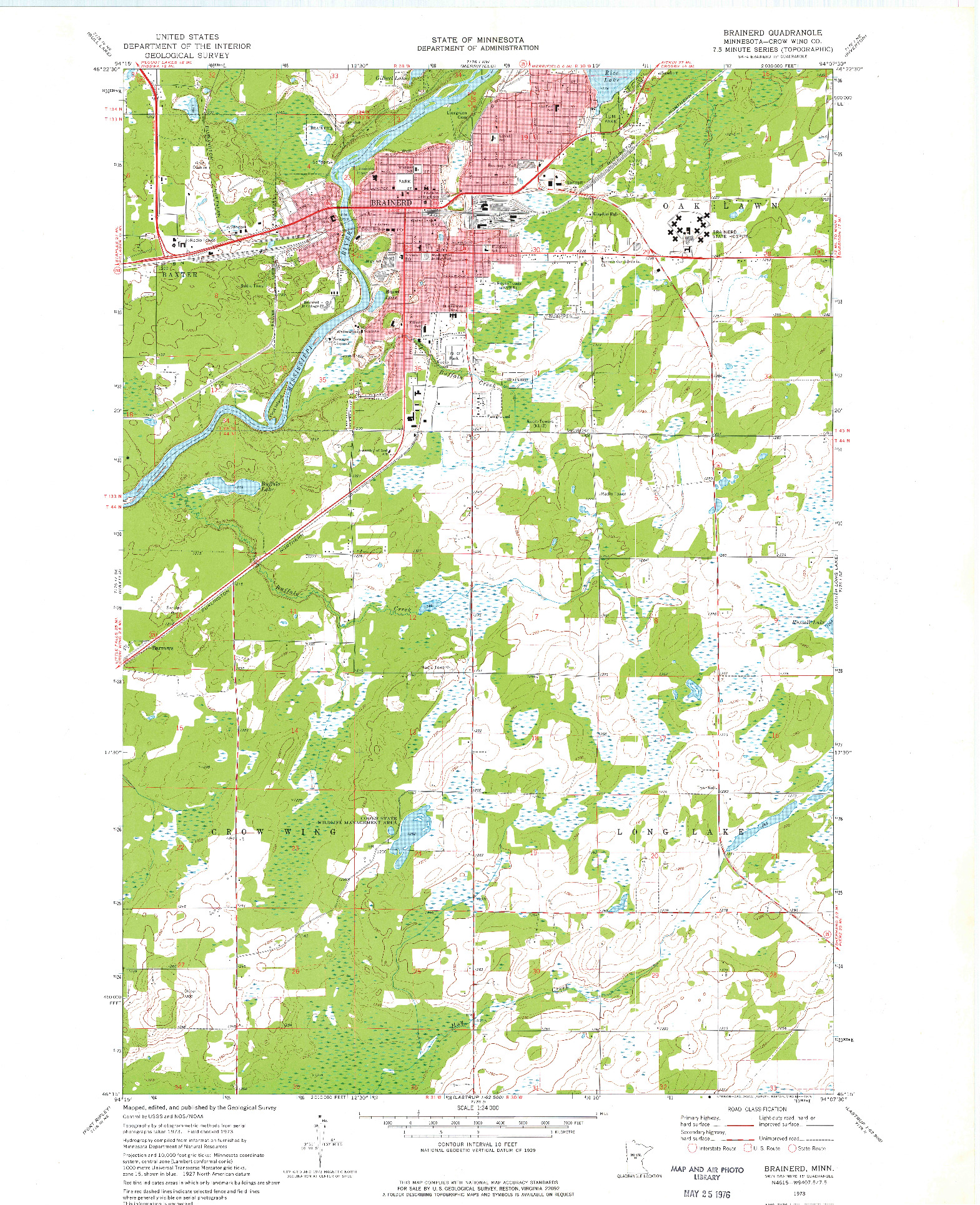 USGS 1:24000-SCALE QUADRANGLE FOR BRAINERD, MN 1973