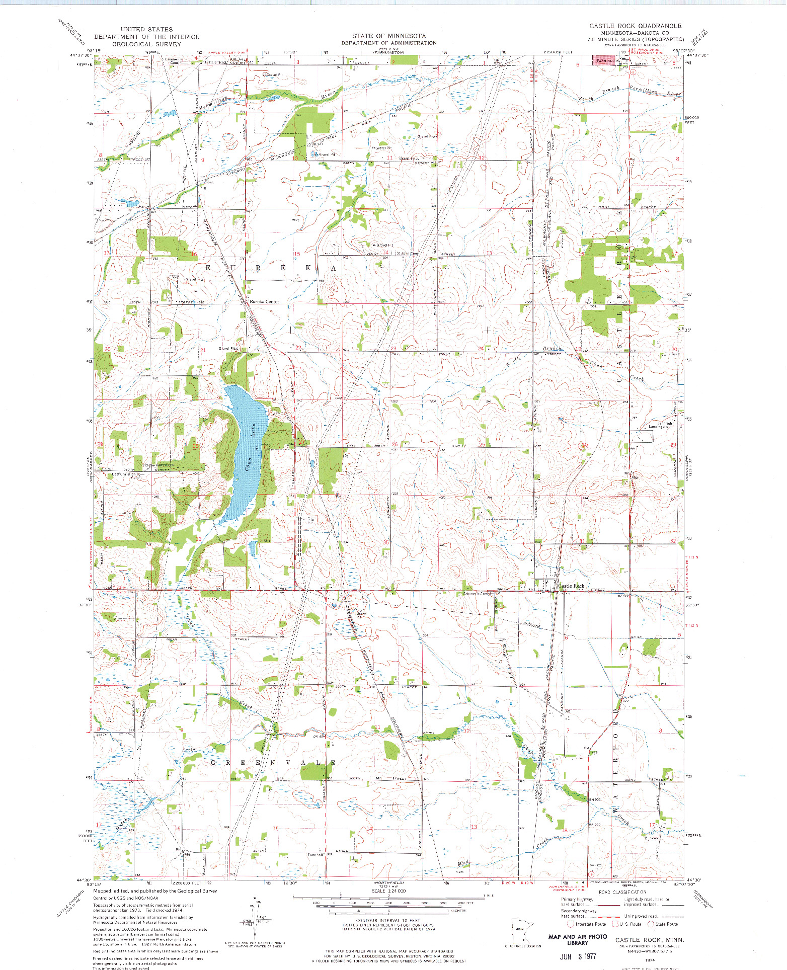 USGS 1:24000-SCALE QUADRANGLE FOR CASTLE ROCK, MN 1974