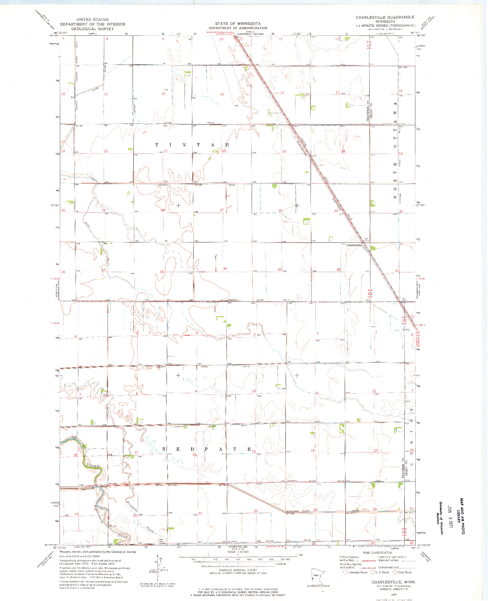 USGS 1:24000-SCALE QUADRANGLE FOR CHARLESVILLE, MN 1974