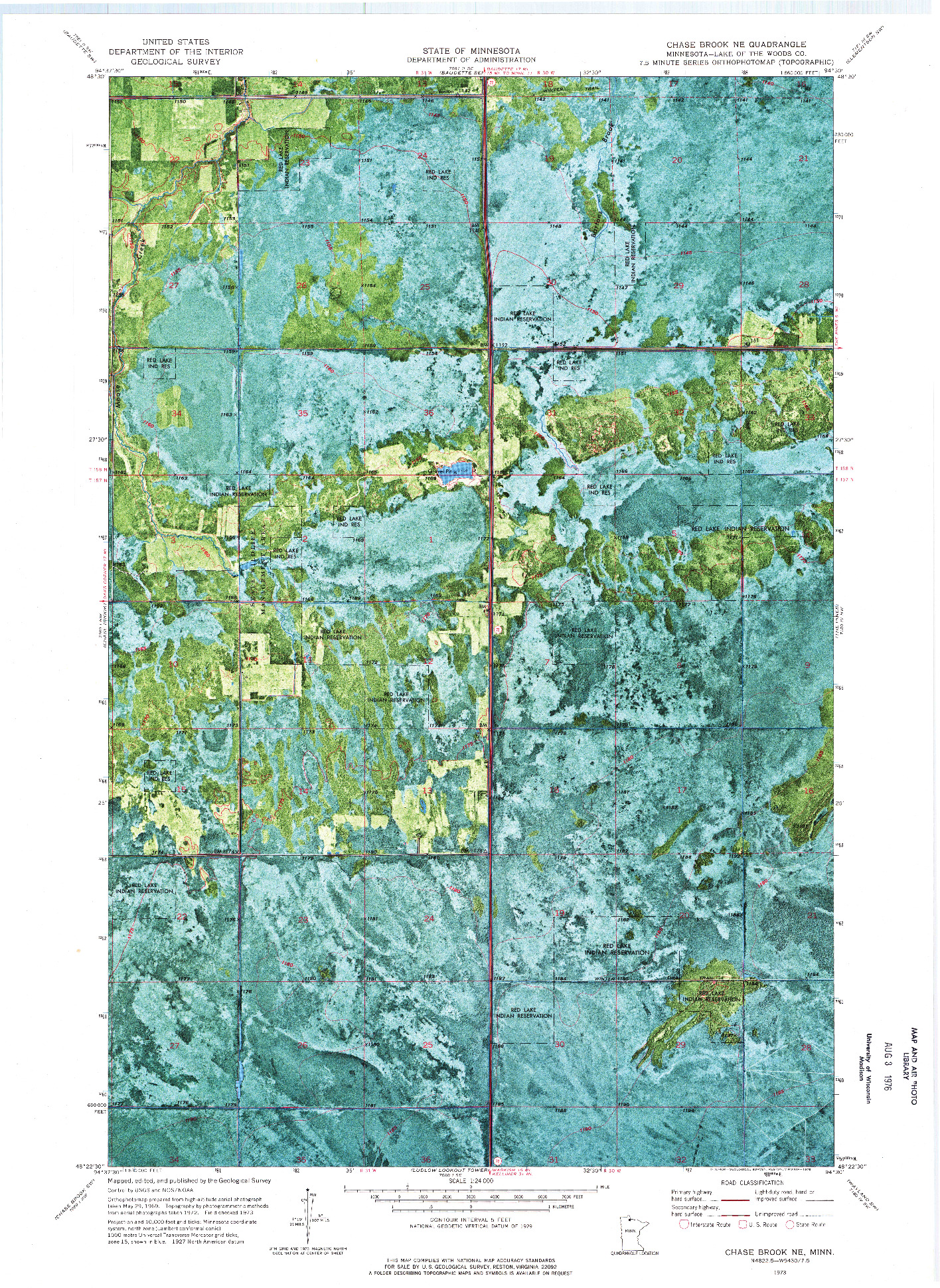 USGS 1:24000-SCALE QUADRANGLE FOR CHASE BROOK NE, MN 1973