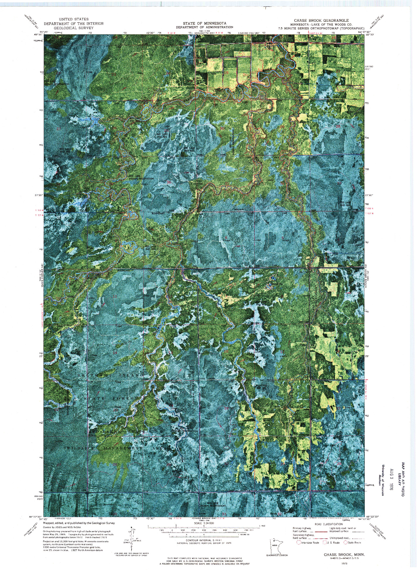 USGS 1:24000-SCALE QUADRANGLE FOR CHASE BROOK, MN 1973