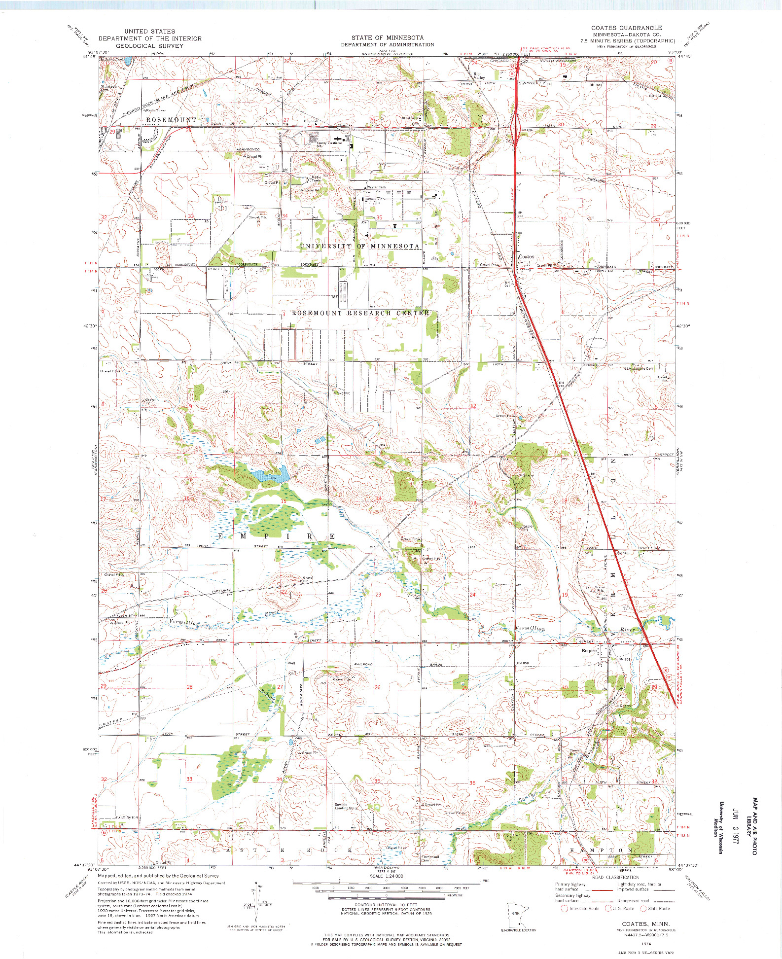 USGS 1:24000-SCALE QUADRANGLE FOR COATES, MN 1974