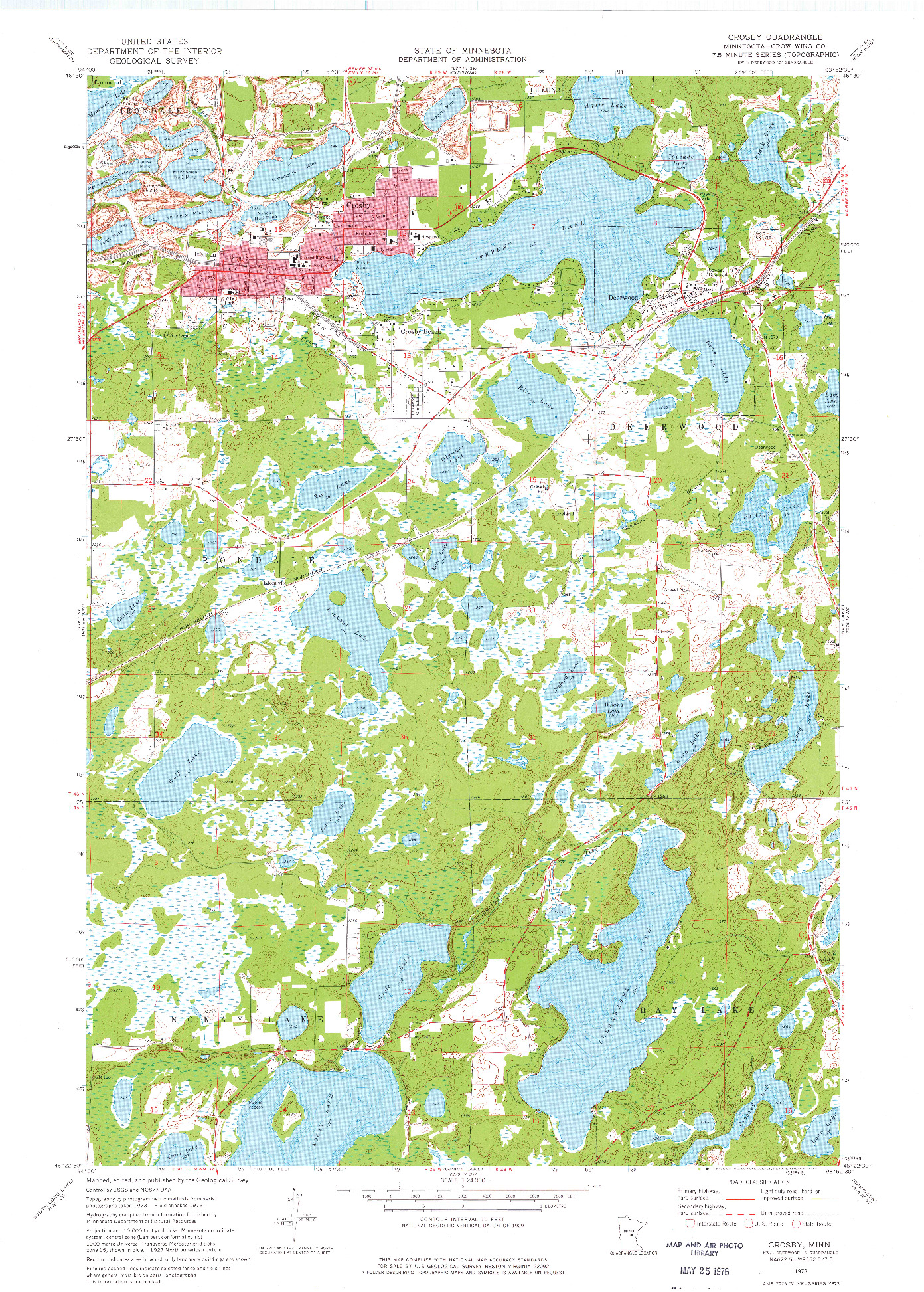 USGS 1:24000-SCALE QUADRANGLE FOR CROSBY, MN 1973