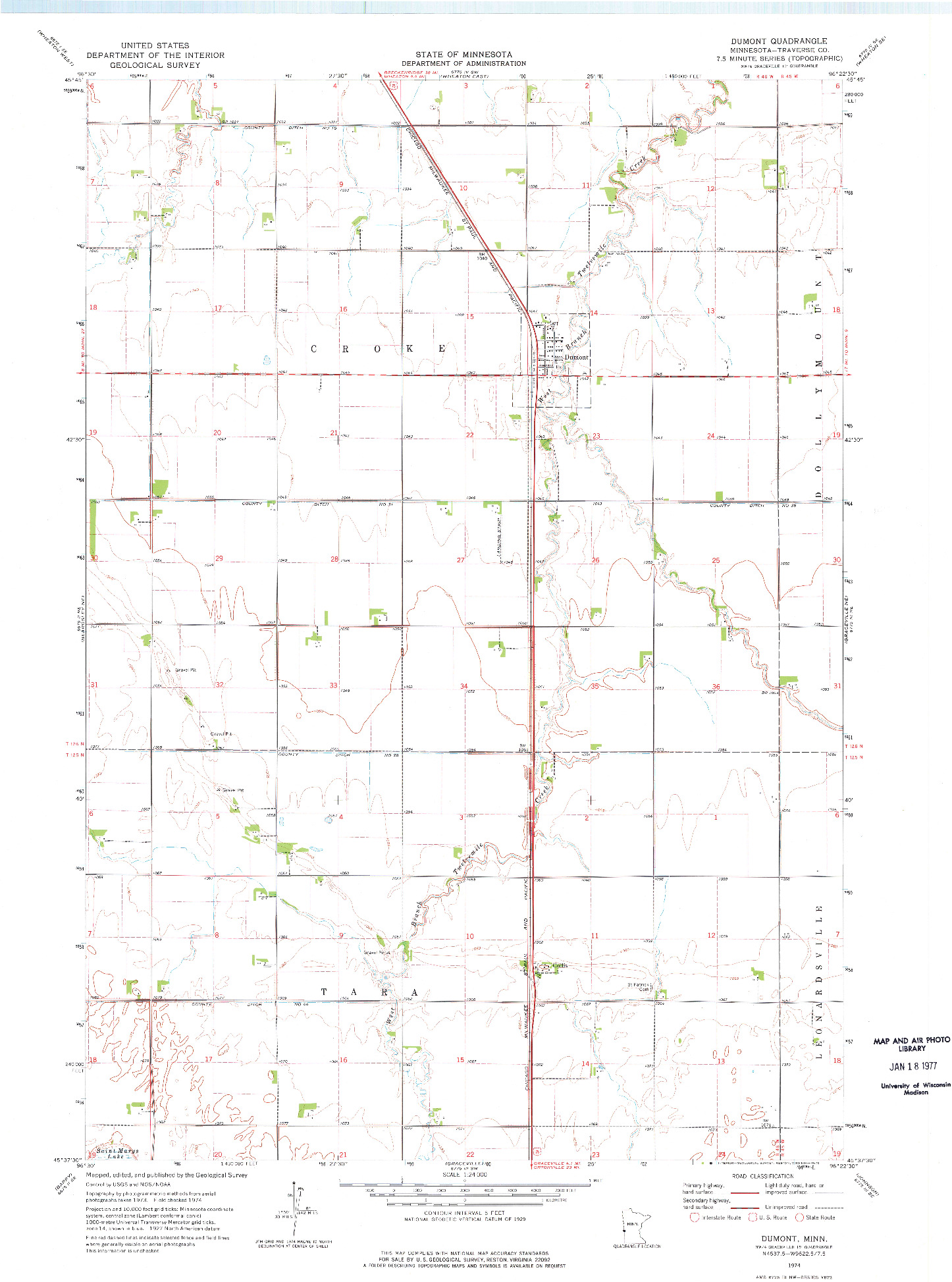 USGS 1:24000-SCALE QUADRANGLE FOR DUMONT, MN 1974