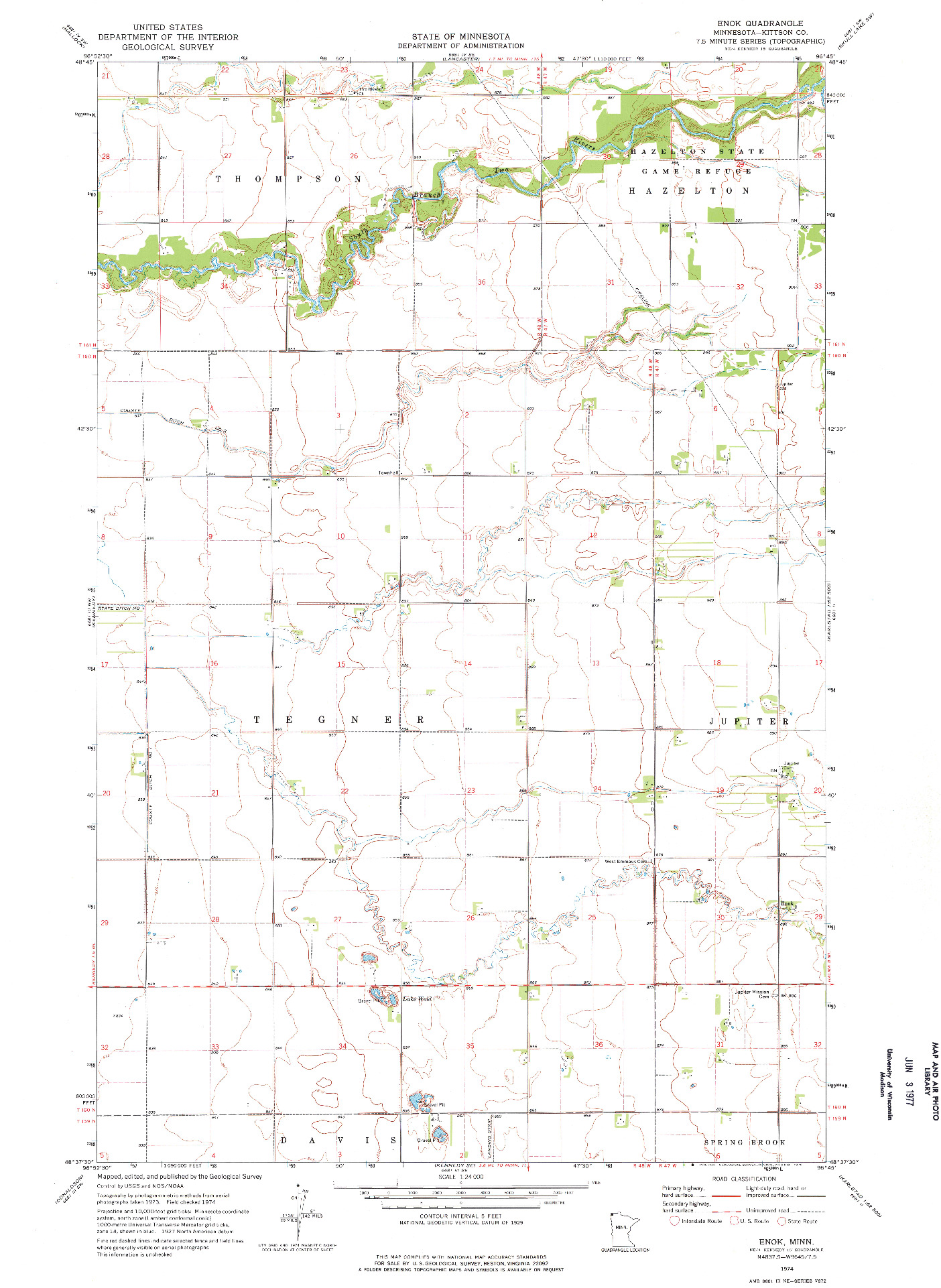 USGS 1:24000-SCALE QUADRANGLE FOR ENOK, MN 1974